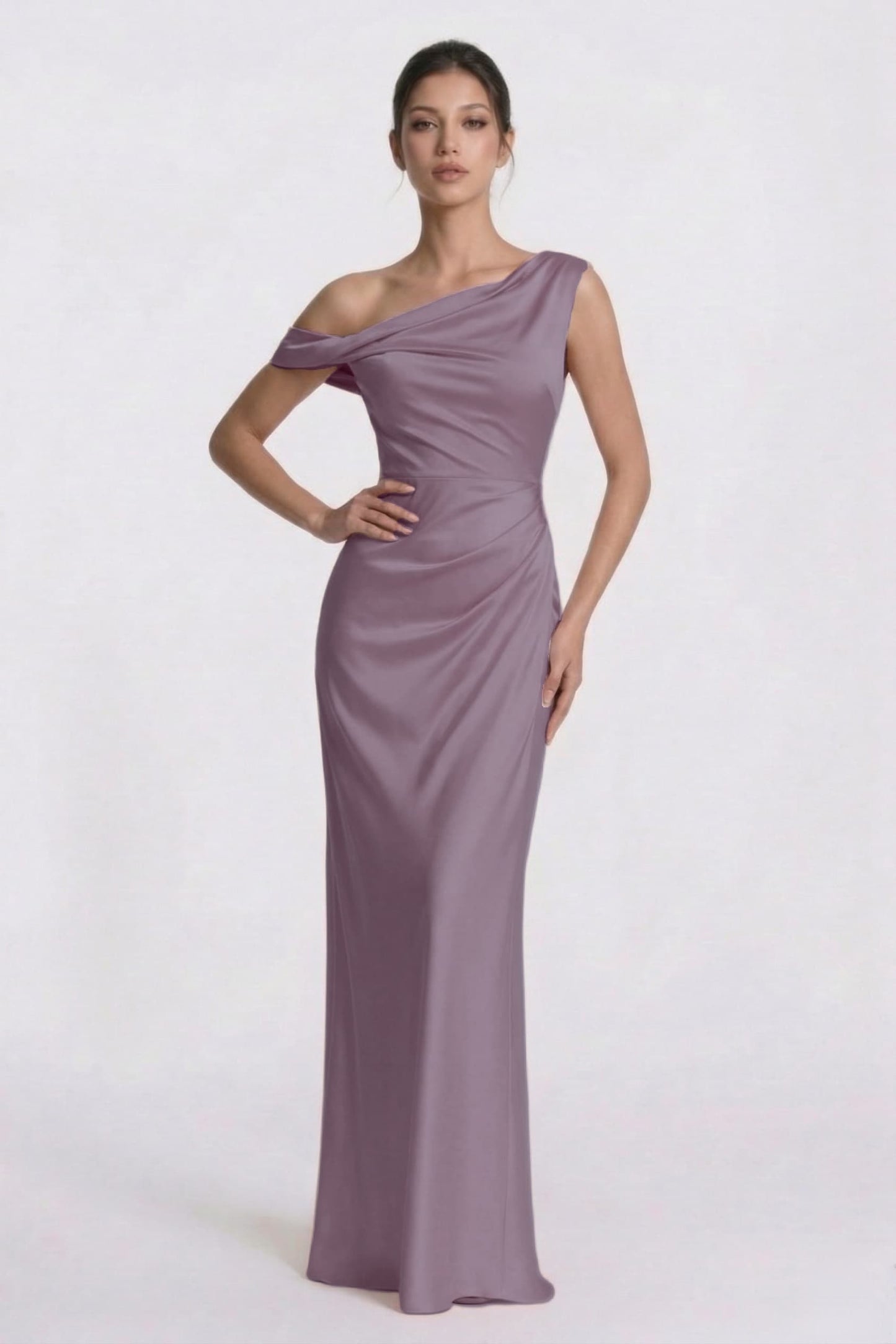 Sheath-Column Floor Length Acetate Satin Bridesmaid Dress CG0309BM