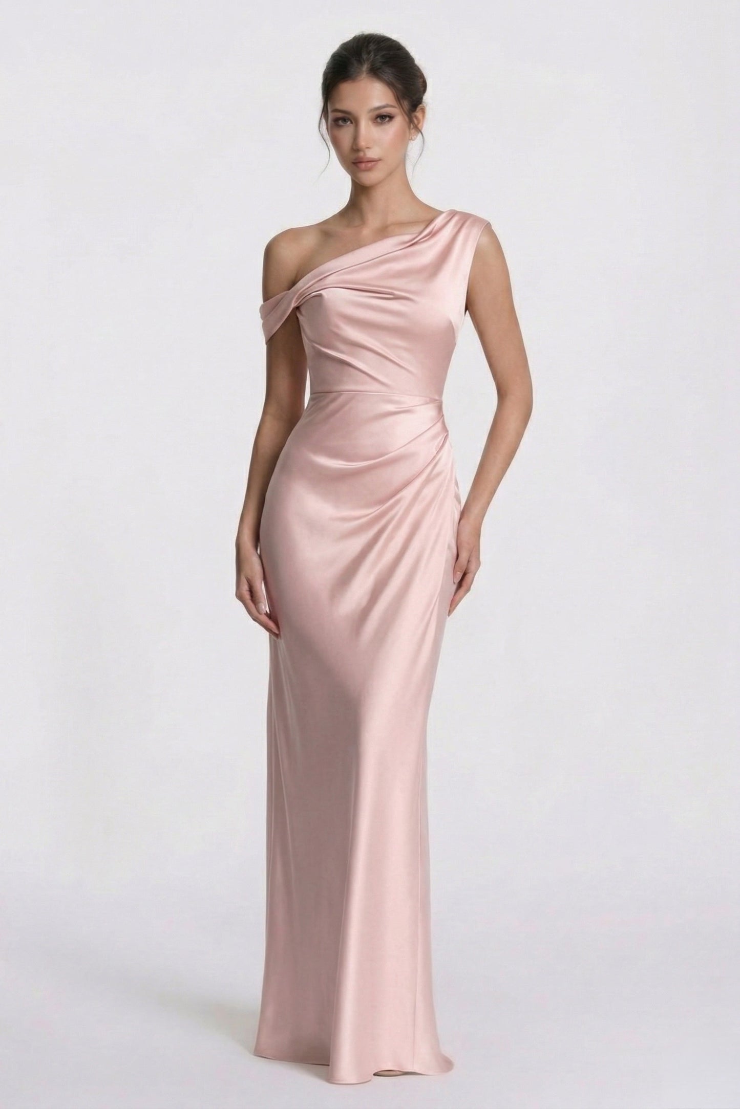 Sheath-Column Floor Length Acetate Satin Bridesmaid Dress CG0309BM