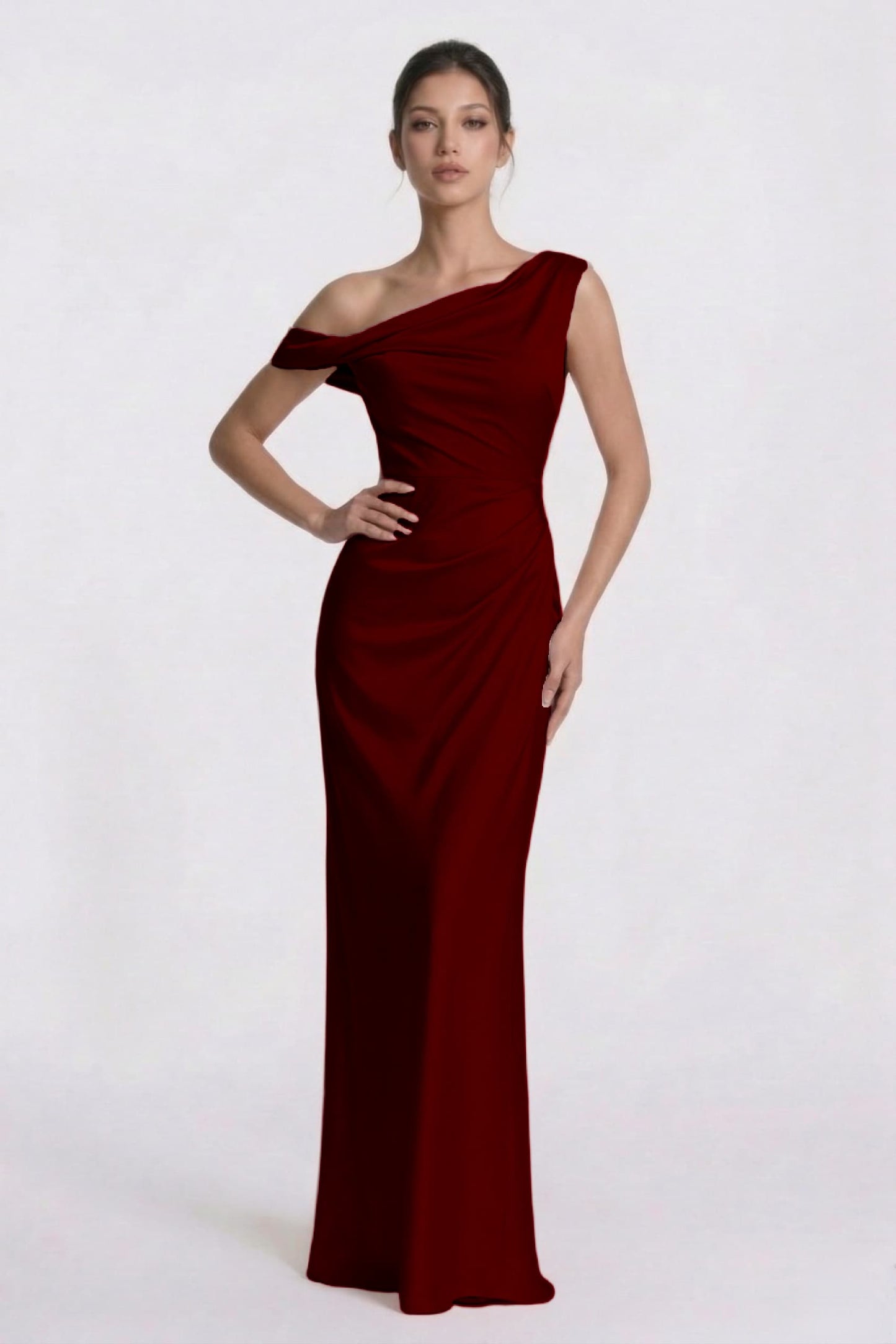 Sheath-Column Floor Length Acetate Satin Bridesmaid Dress CG0309BM