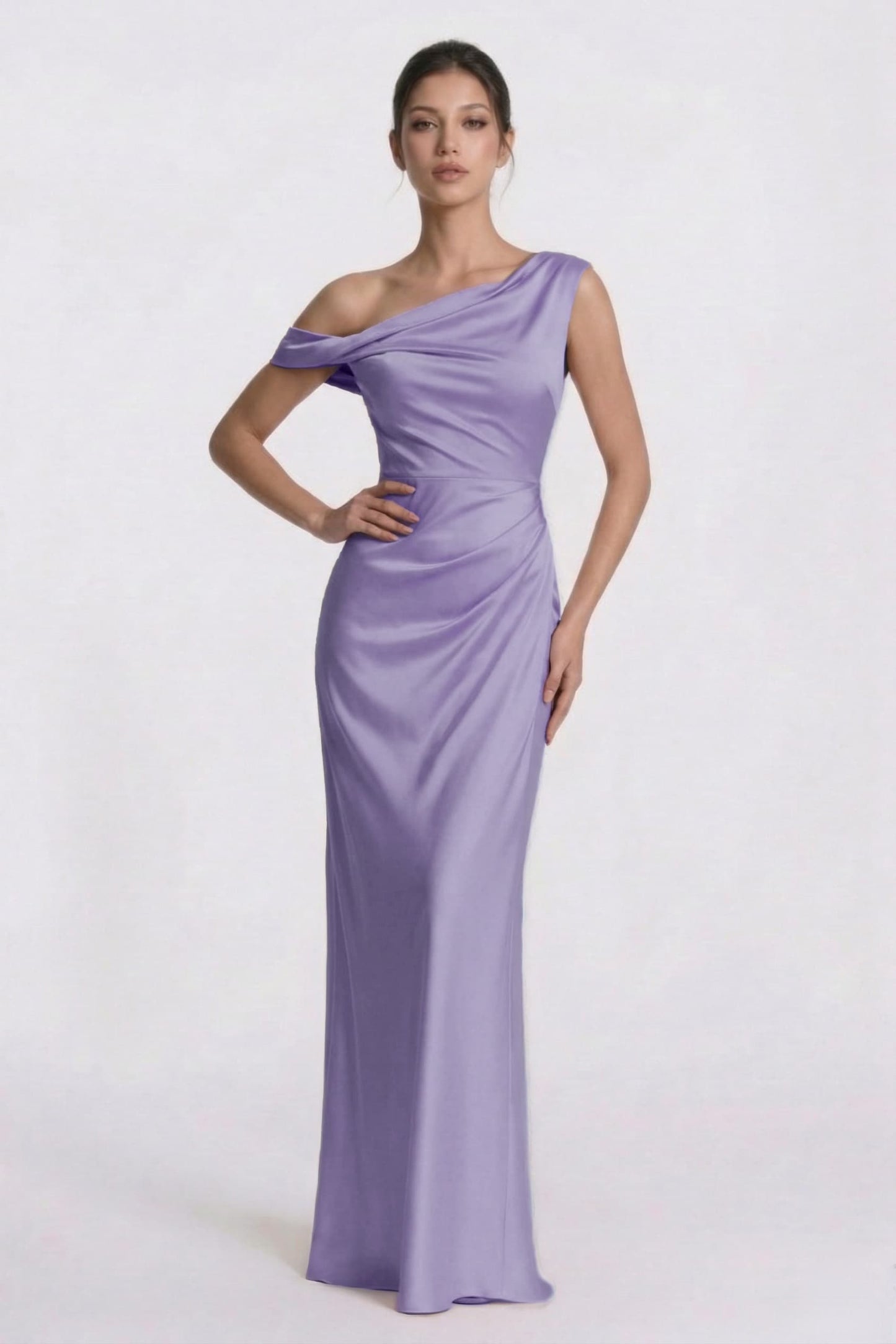Sheath-Column Floor Length Acetate Satin Bridesmaid Dress CG0309BM