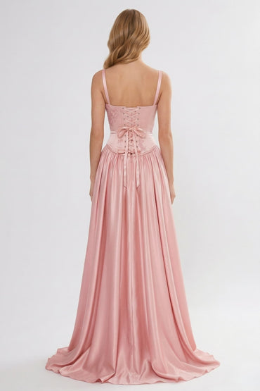 A-Line Floor Length Soft Satin Wedding Guest Dress CG0310
