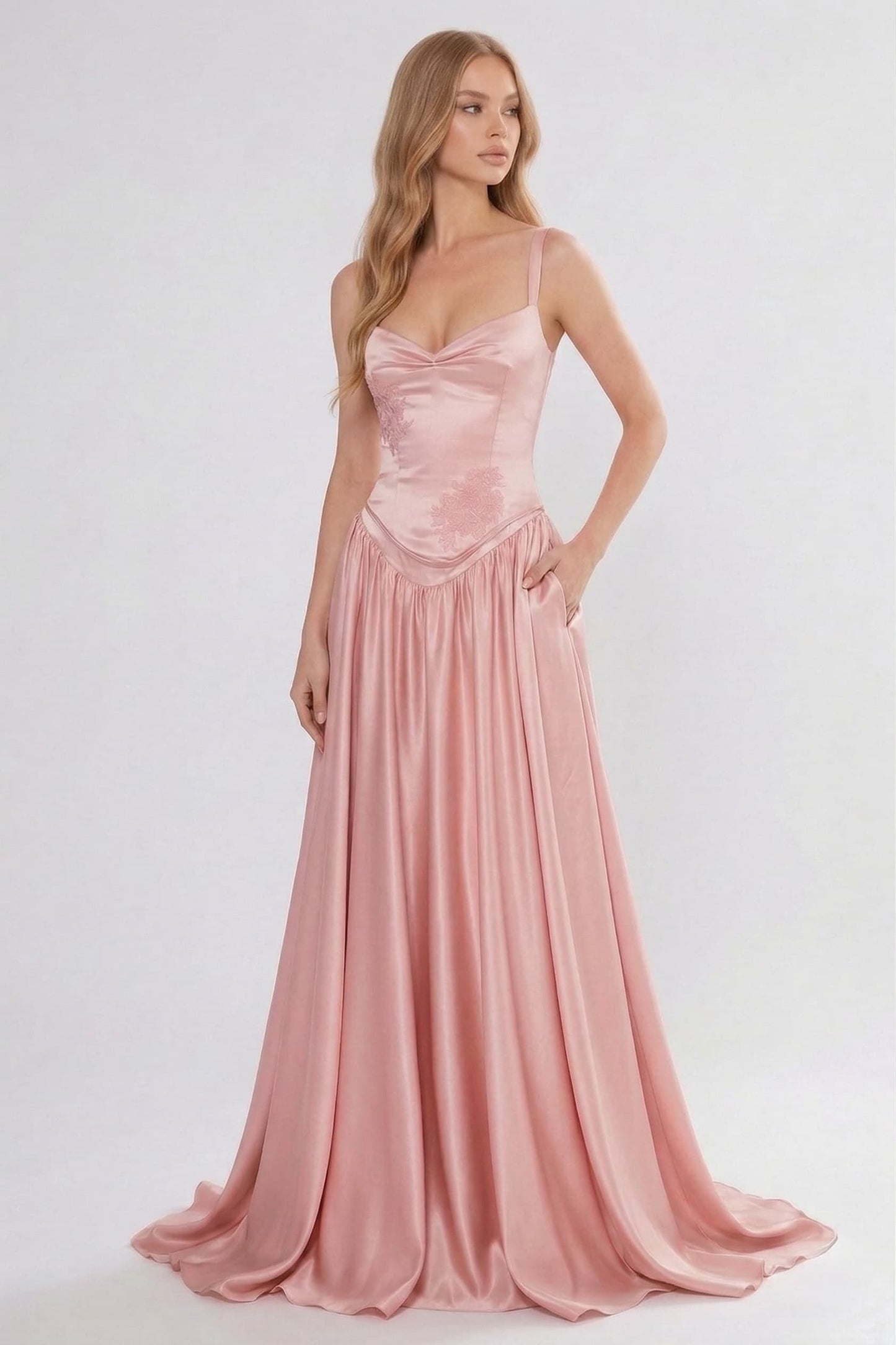 A-Line Floor Length Soft Satin Bridesmaid Dress CG0310BM