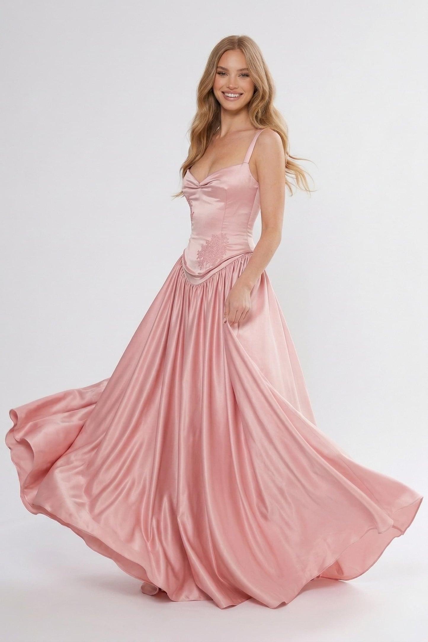 A-Line Floor Length Soft Satin Bridesmaid Dress CG0310BM