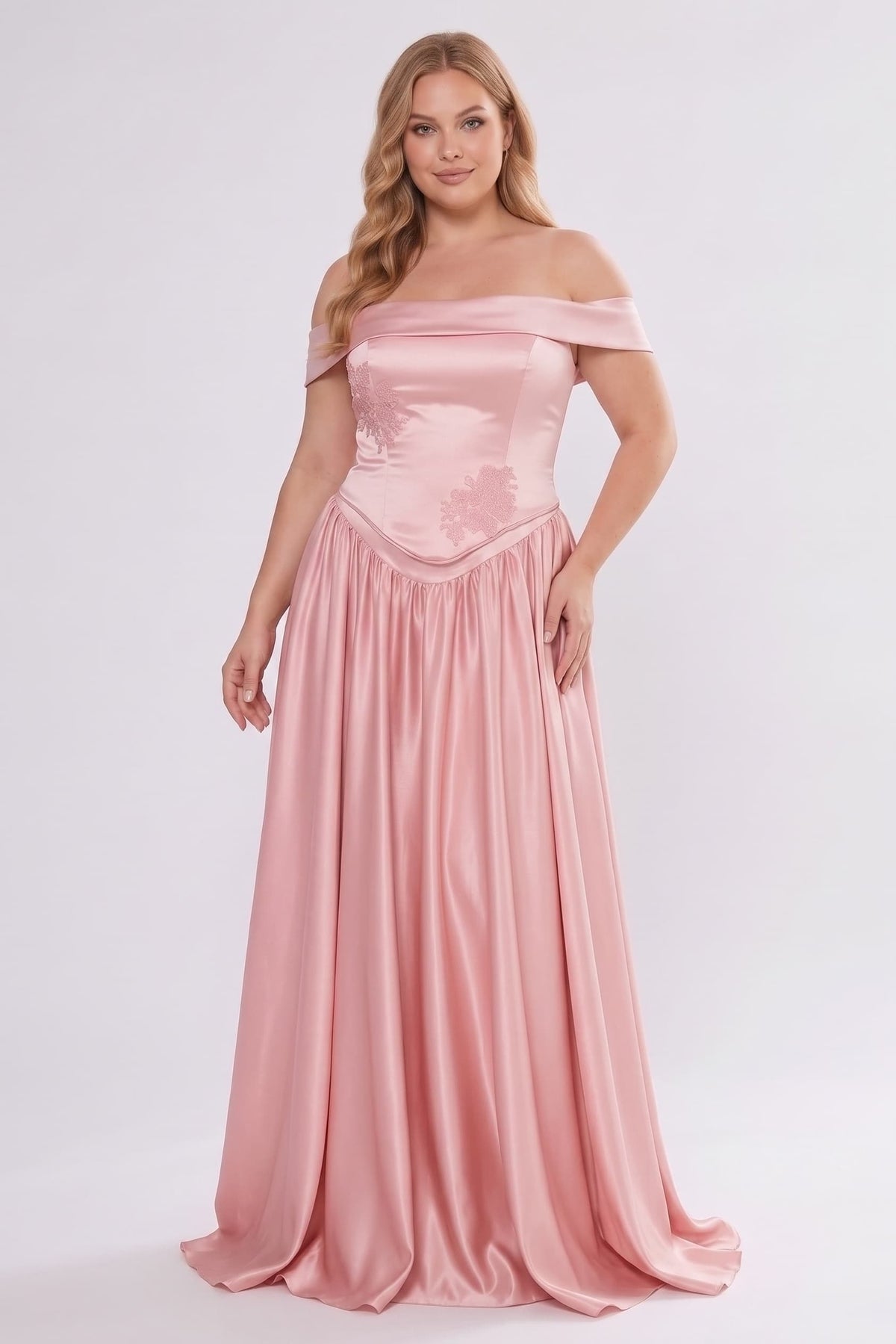 A-Line/Two-Piece Floor Length Soft Satin Bridesmaid Dress CG0312BM - Dusty Blue - COCOMELODY