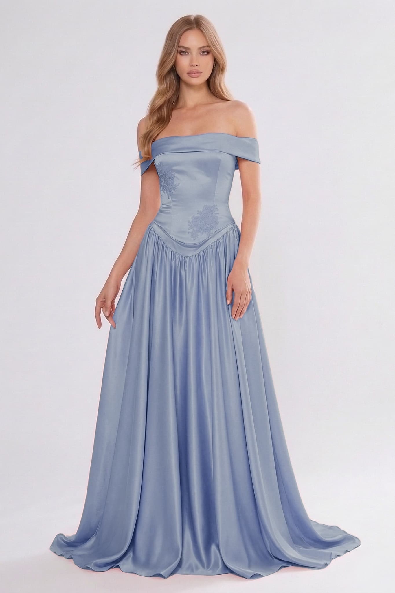 A-Line Floor Length Soft Satin Wedding Guest Dress CG0312
