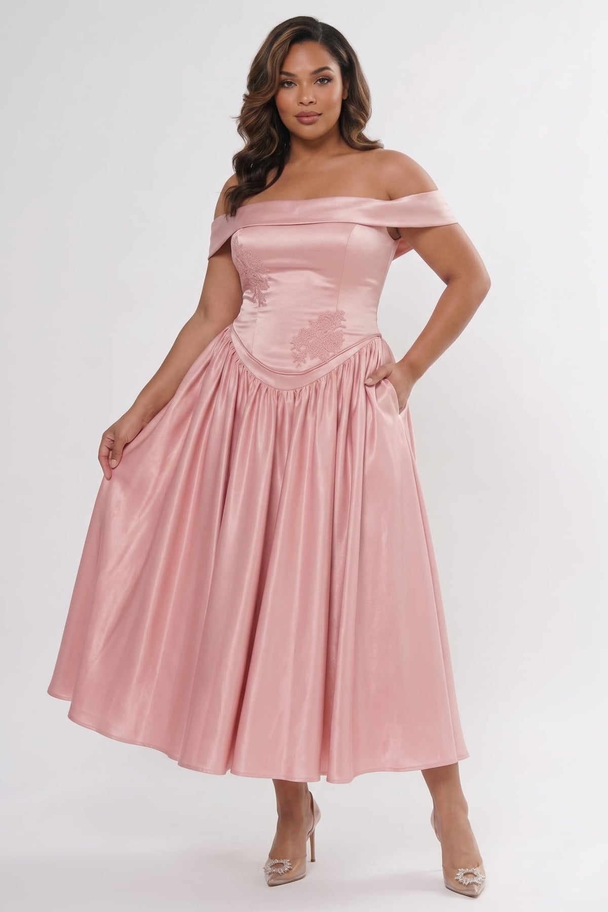 A-Line/Two-Piece Ankle Length Soft Satin Bridesmaid Dress CG0313BM - Dusty Blue - COCOMELODY