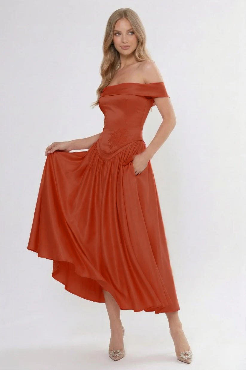 A-Line Ankle Length Soft Satin Bridesmaid Dress CG0313BM