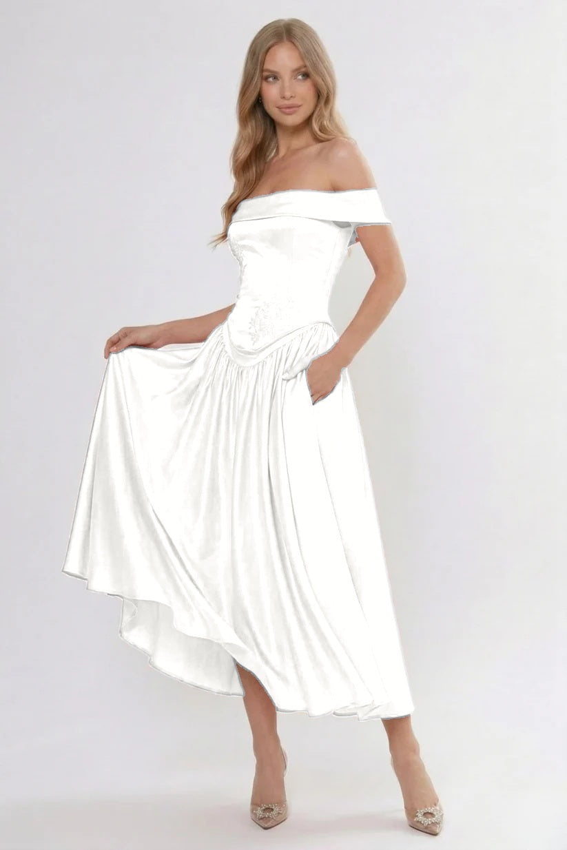 A-Line Ankle Length Soft Satin Bridesmaid Dress CG0313BM