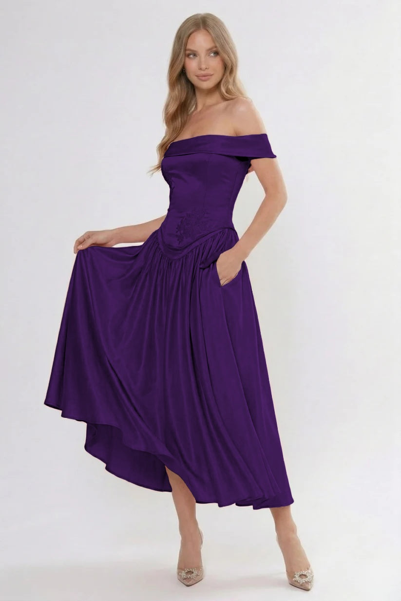 A-Line Ankle Length Soft Satin Bridesmaid Dress CG0313BM