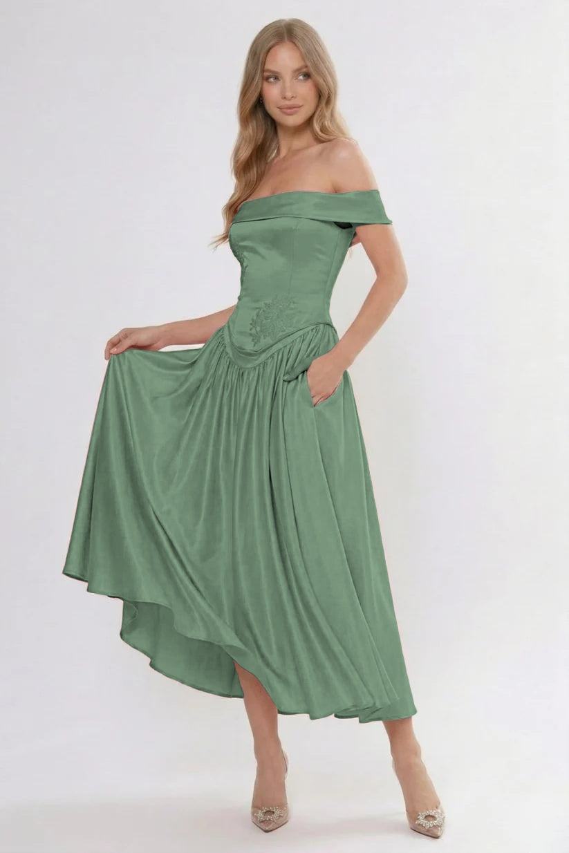 A-Line Ankle Length Soft Satin Bridesmaid Dress CG0313BM