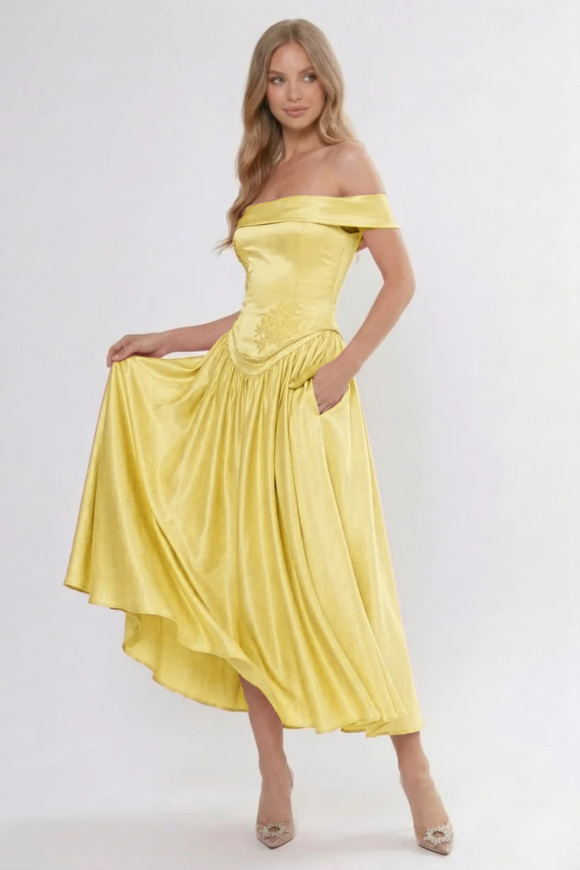 A-Line Ankle Length Soft Satin Bridesmaid Dress CG0313BM