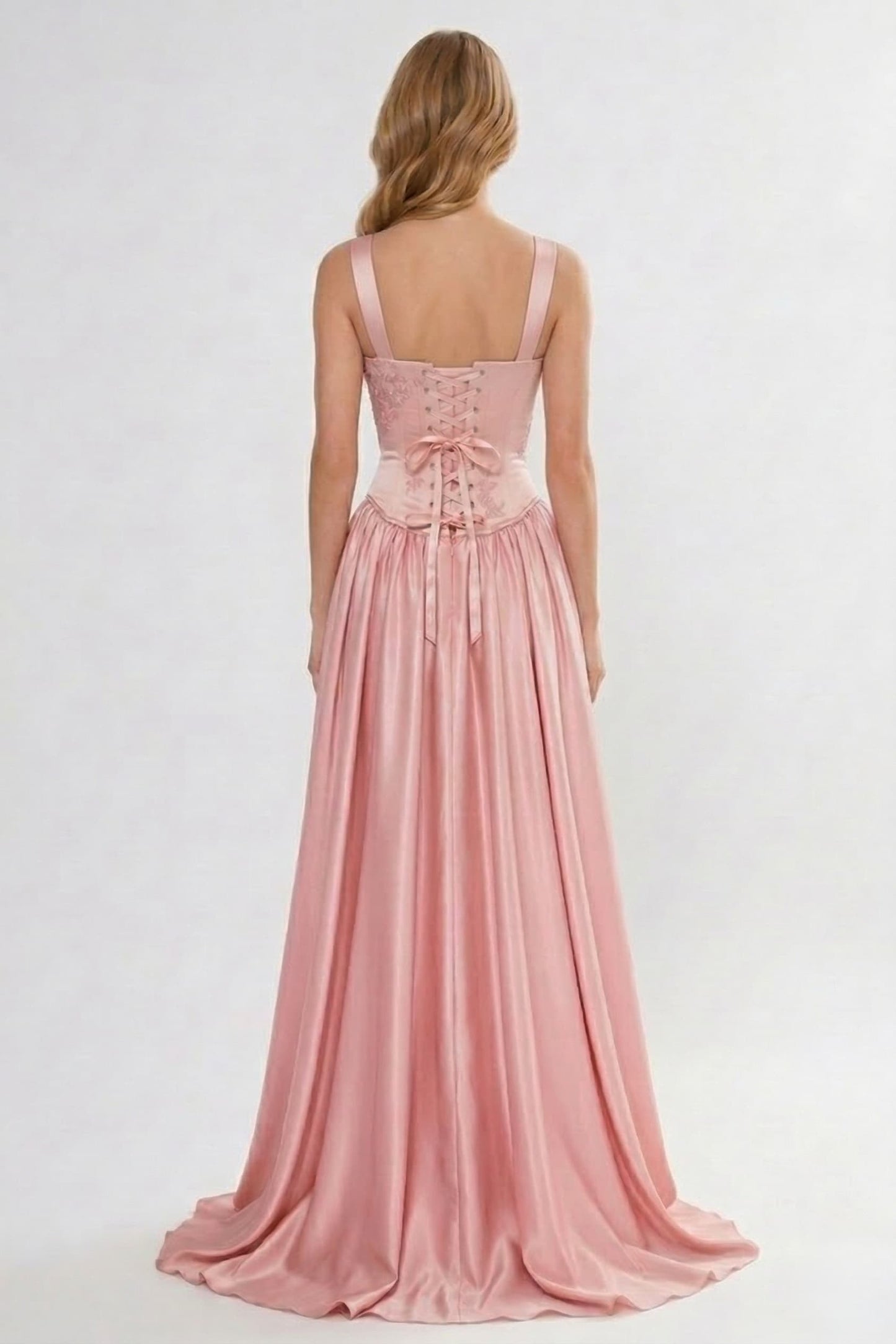 A-Line Floor Length Soft Satin Wedding Guest Dress CG0314