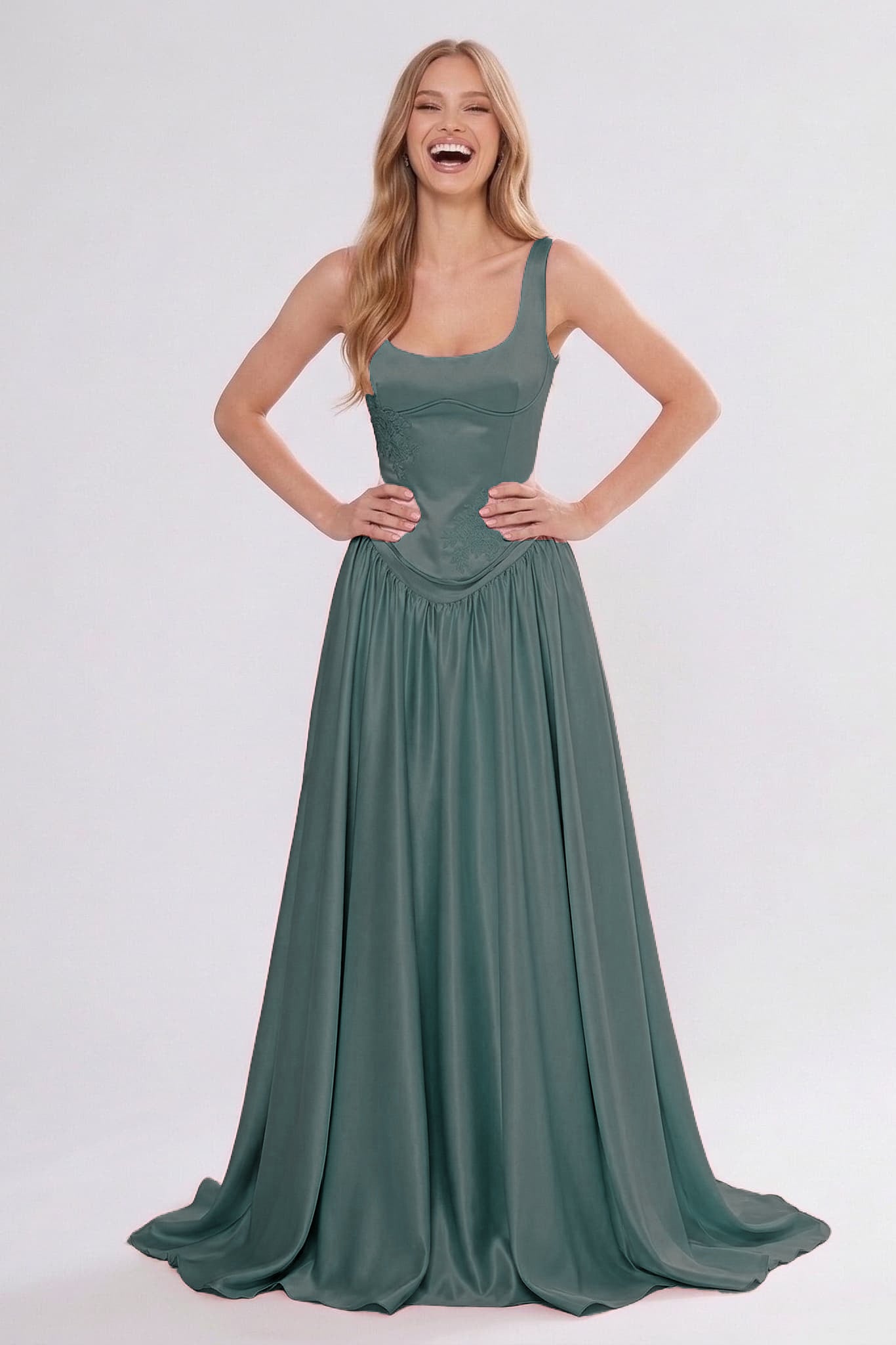 A-Line Floor Length Soft Satin Bridesmaid Dress CG0314BM