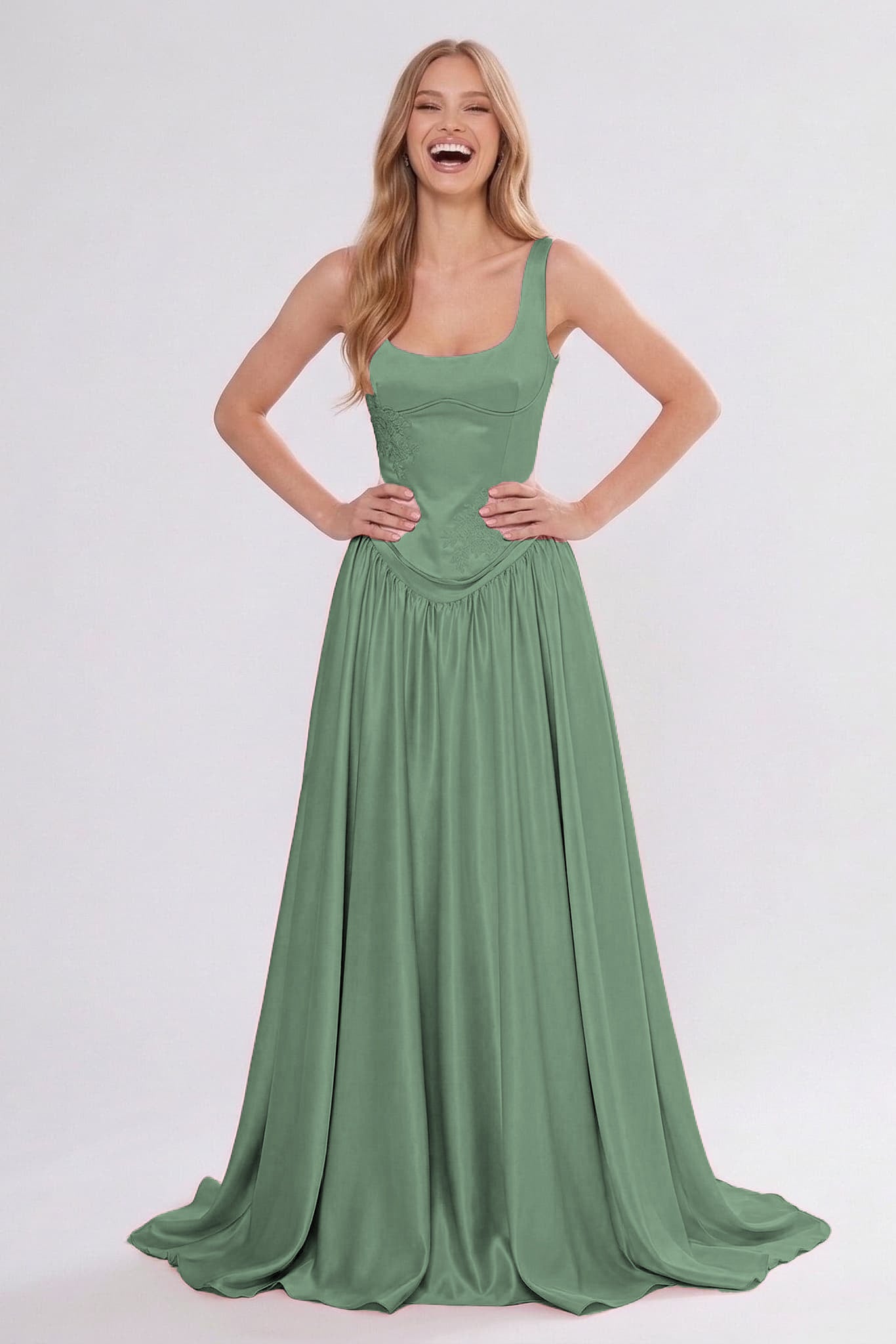 A-Line Floor Length Soft Satin Bridesmaid Dress CG0314BM