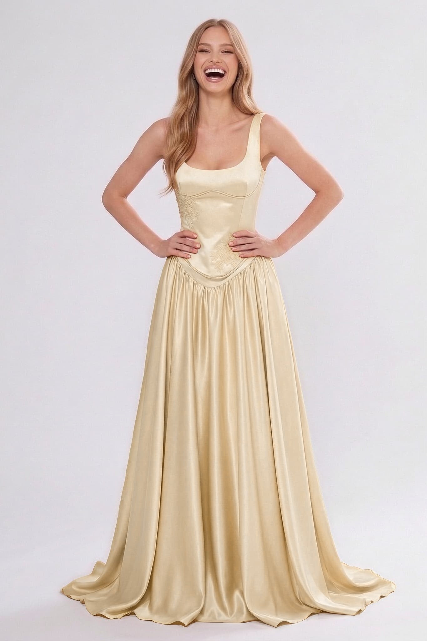 A-Line Floor Length Soft Satin Bridesmaid Dress CG0314BM