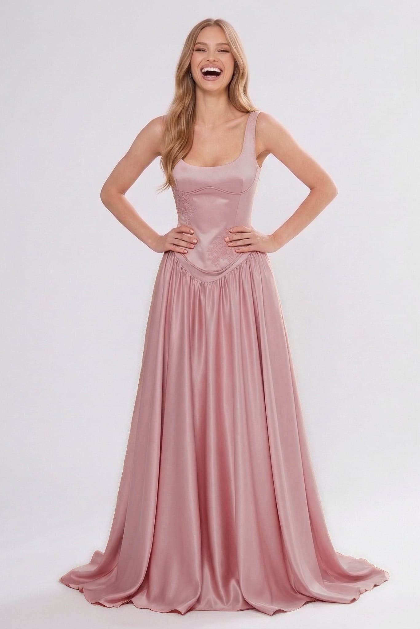 A-Line Floor Length Soft Satin Bridesmaid Dress CG0314BM