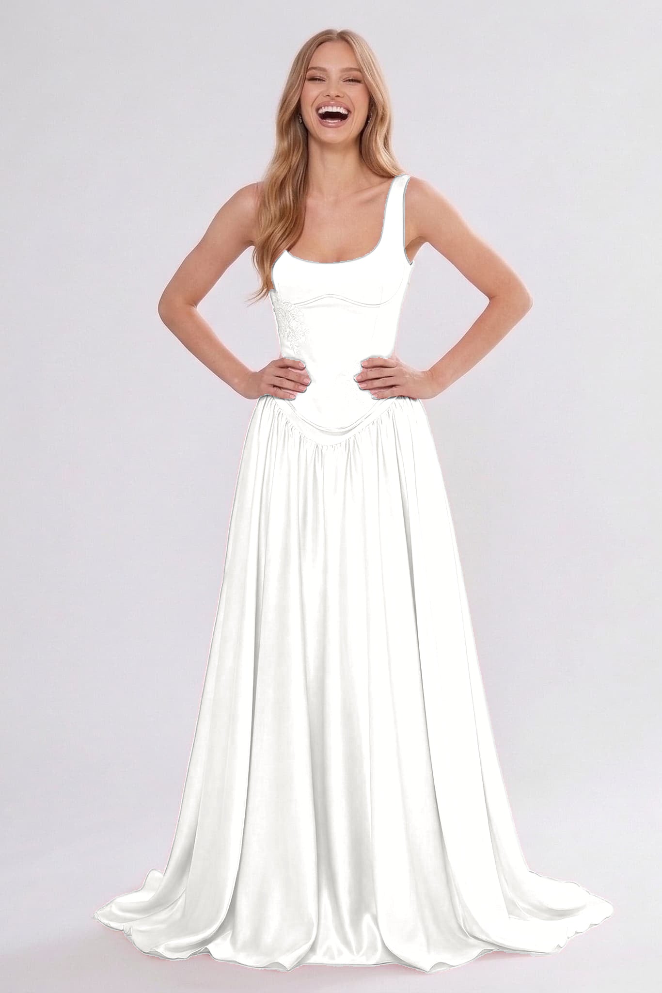 A-Line Floor Length Soft Satin Bridesmaid Dress CG0314BM