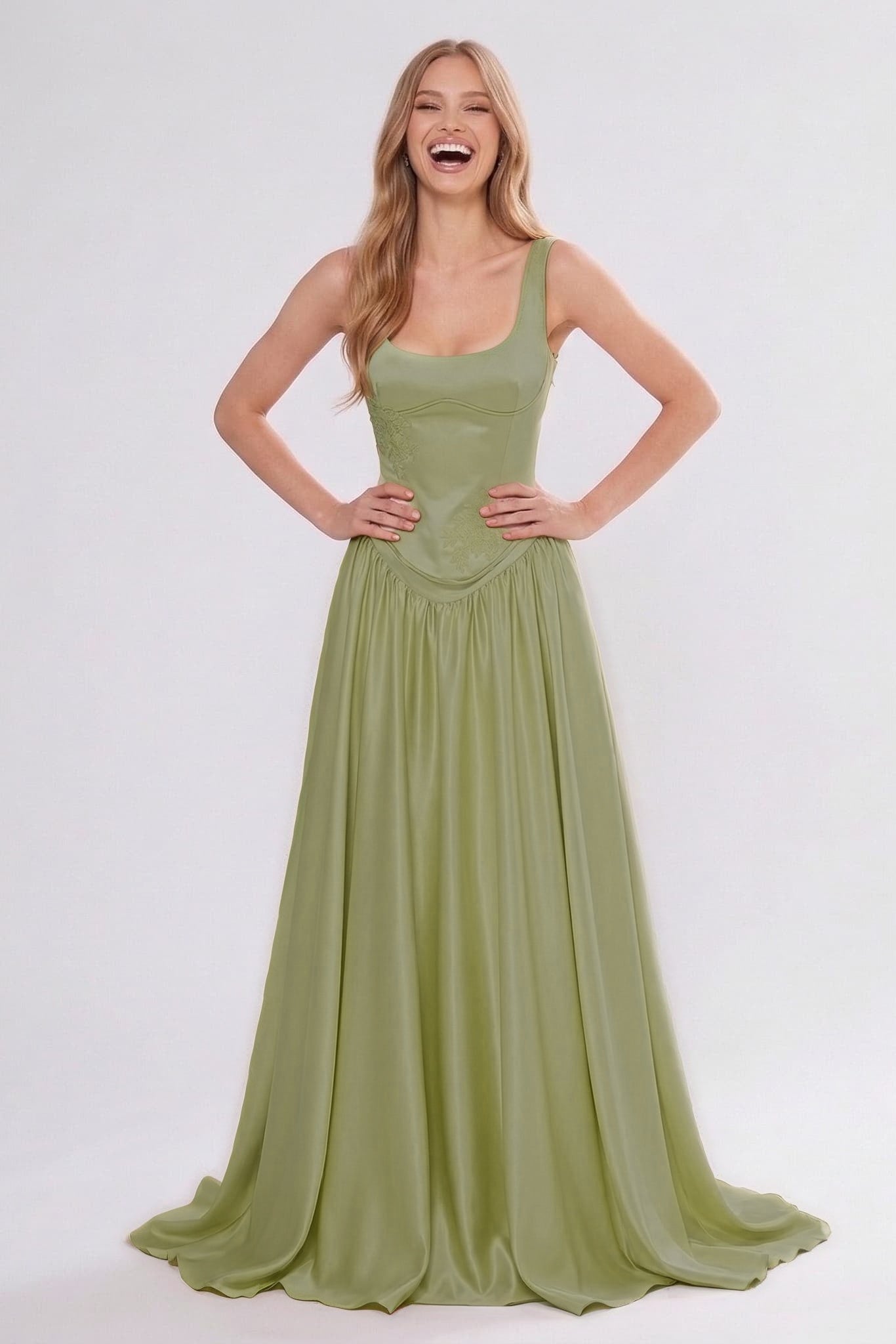 A-Line Floor Length Soft Satin Bridesmaid Dress CG0314BM