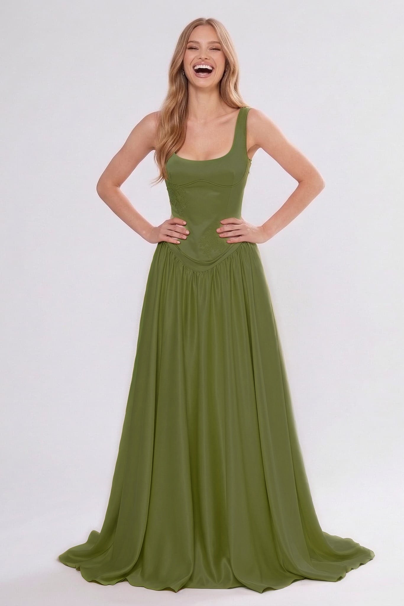 A-Line Floor Length Soft Satin Bridesmaid Dress CG0314BM