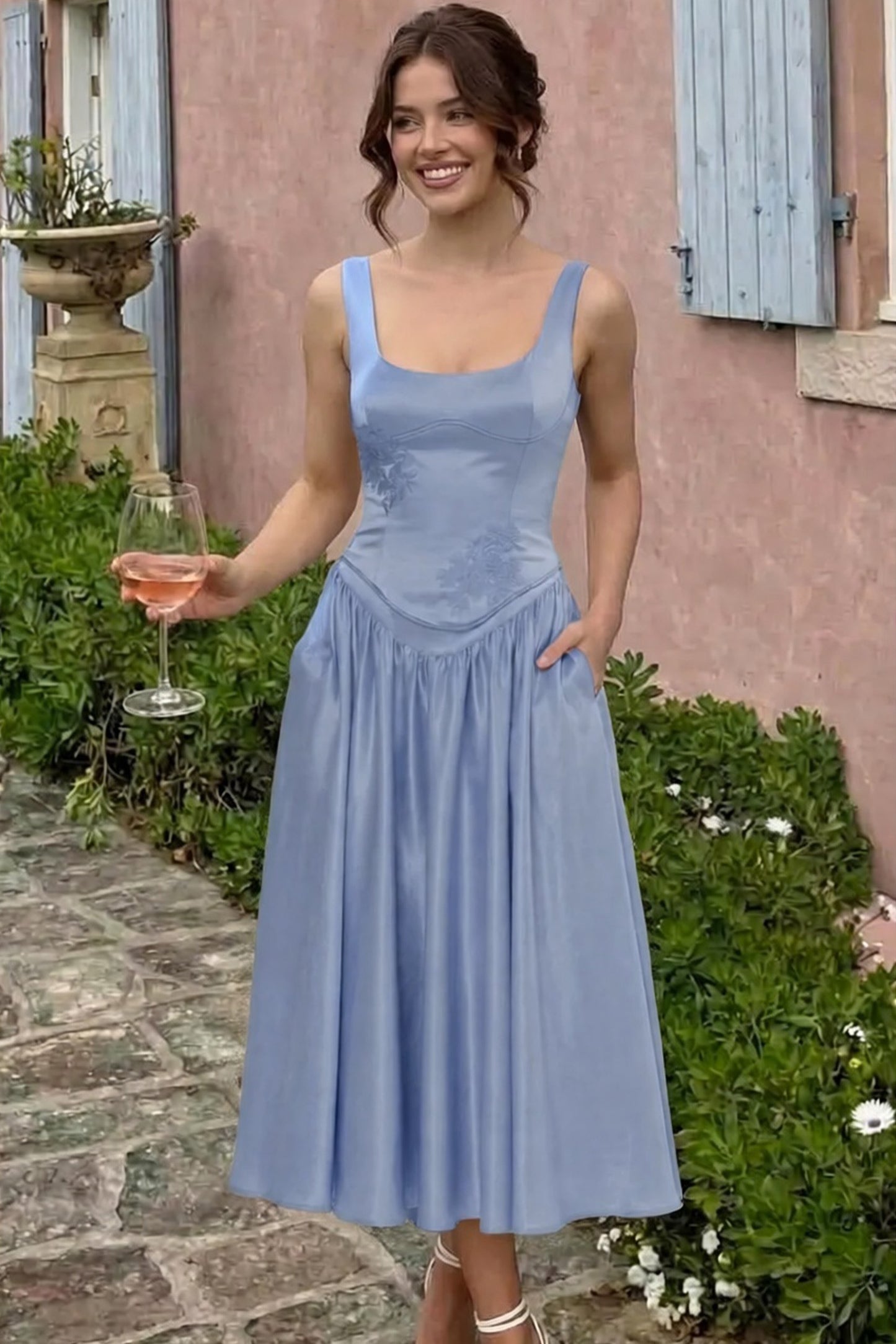 A-Line Ankle Length Soft Satin Bridesmaid Dress CG0315BM