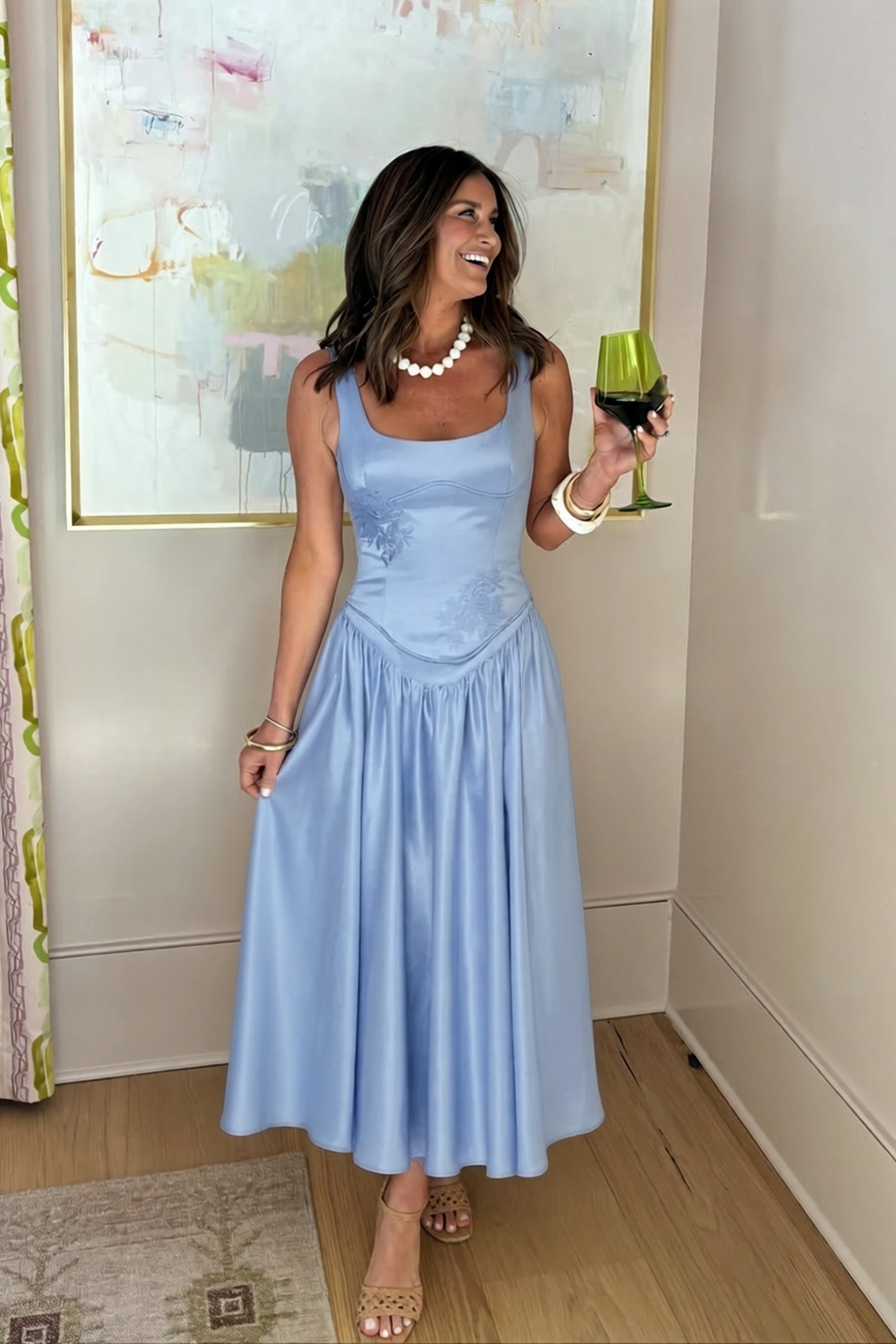 A-Line Ankle Length Soft Satin Bridesmaid Dress CG0315BM