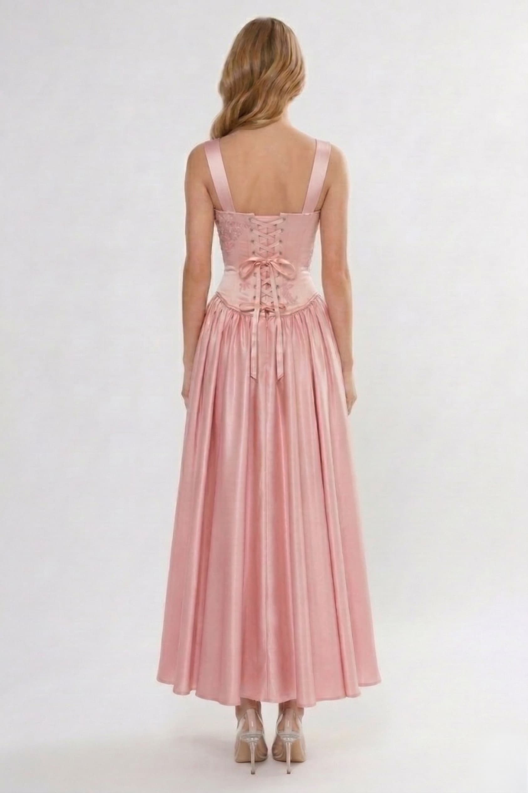 A-Line Ankle Length Soft Satin Wedding Guest Dress Scoop Semi-Formal Gown with Pleats COCOMELODY CG0315, Blush A-Line Ankle Length Soft Satin Wedding Guest Dress Scoop Semi-Formal Gown with Pleats COCOMELODY CG0315, Blush