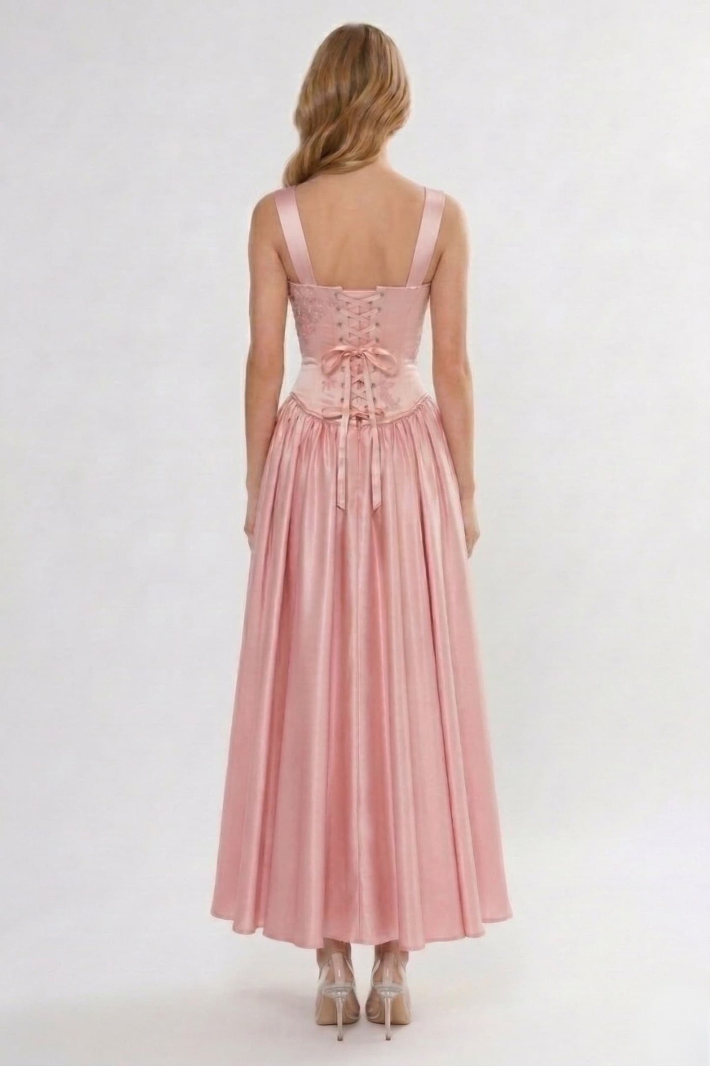 A-Line Ankle Length Soft Satin Wedding Guest Dress CG0315