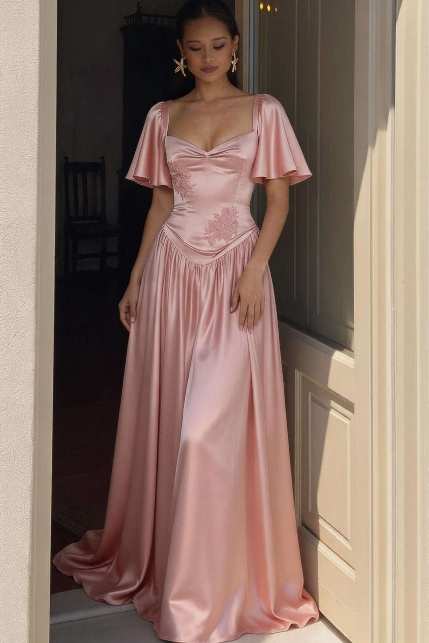 A-Line Floor Length Soft Satin Bridesmaid Dress CG0316BM