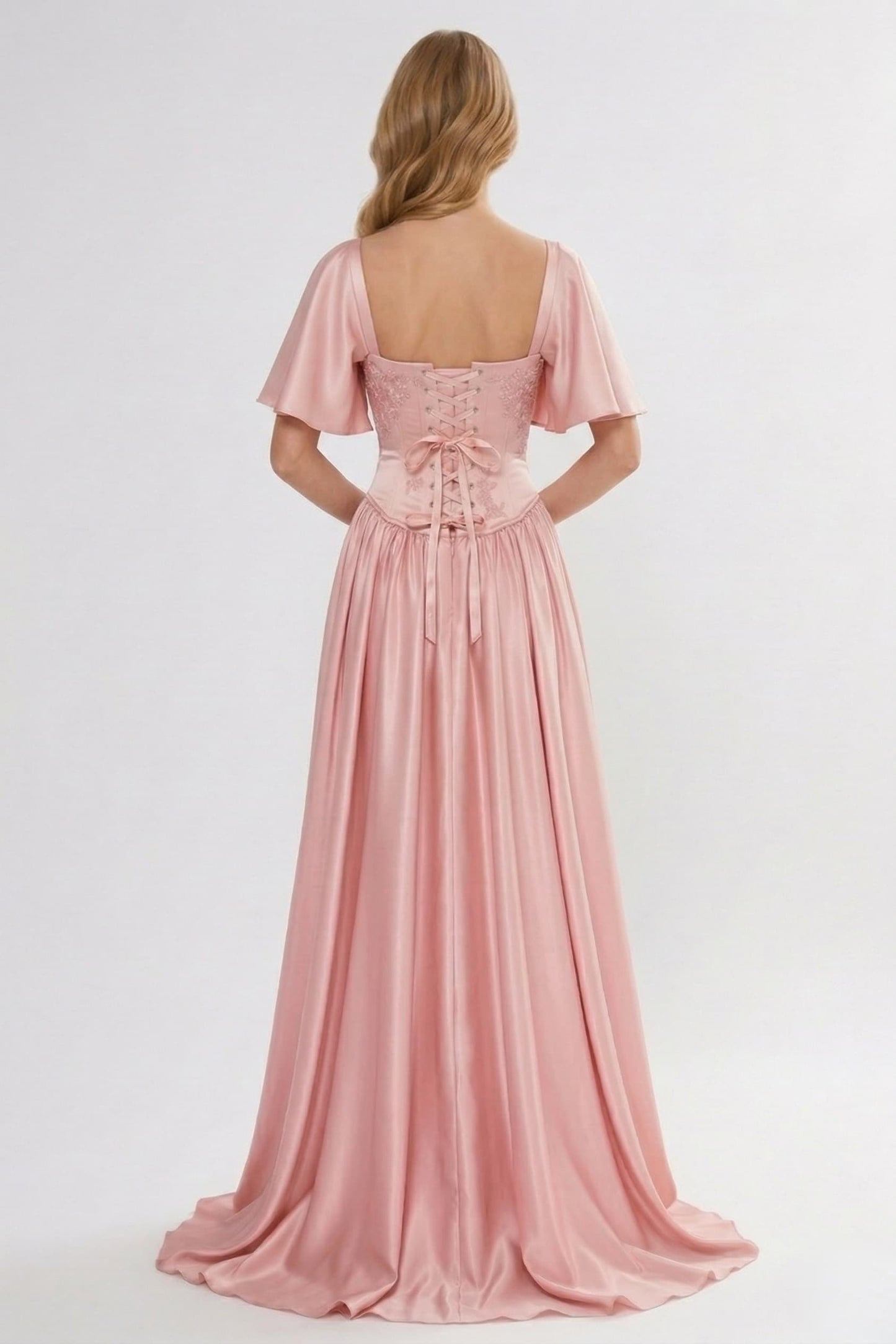A-Line Floor Length Soft Satin Wedding Guest Dress CG0316