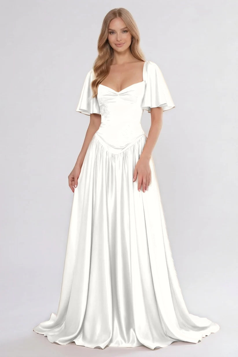 A-Line Floor Length Soft Satin Bridesmaid Dress CG0316BM
