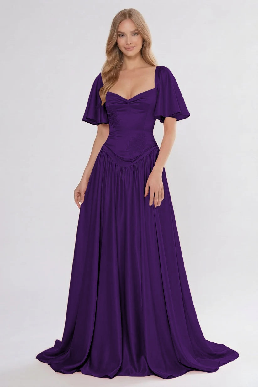 A-Line Floor Length Soft Satin Bridesmaid Dress CG0316BM