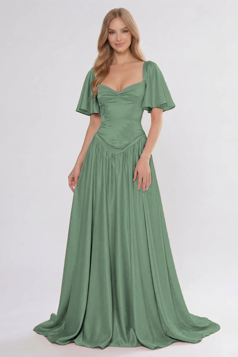 A-Line Floor Length Soft Satin Bridesmaid Dress CG0316BM