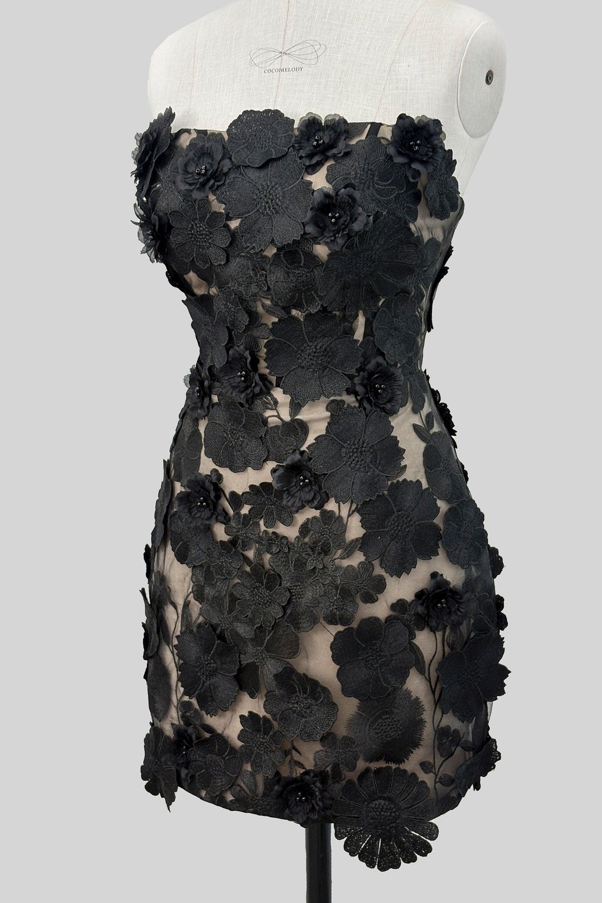 Sheath-Column Mini Lace Wedding Guest Dress CG0319 - As Picture:Light Blue/Nude - COCOMELODY