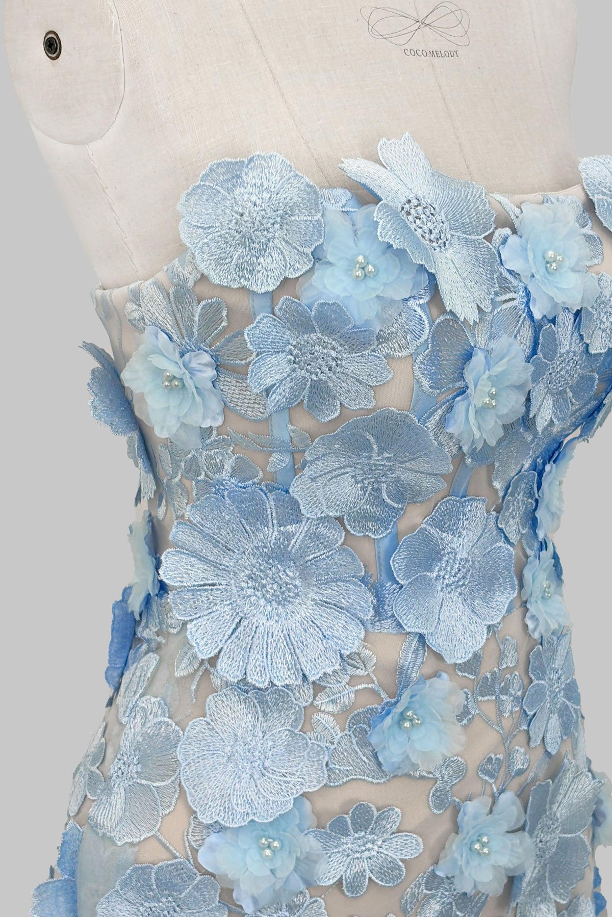Sheath-Column Mini Lace Wedding Guest Dress CG0319 - As Picture:Light Blue/Nude - COCOMELODY