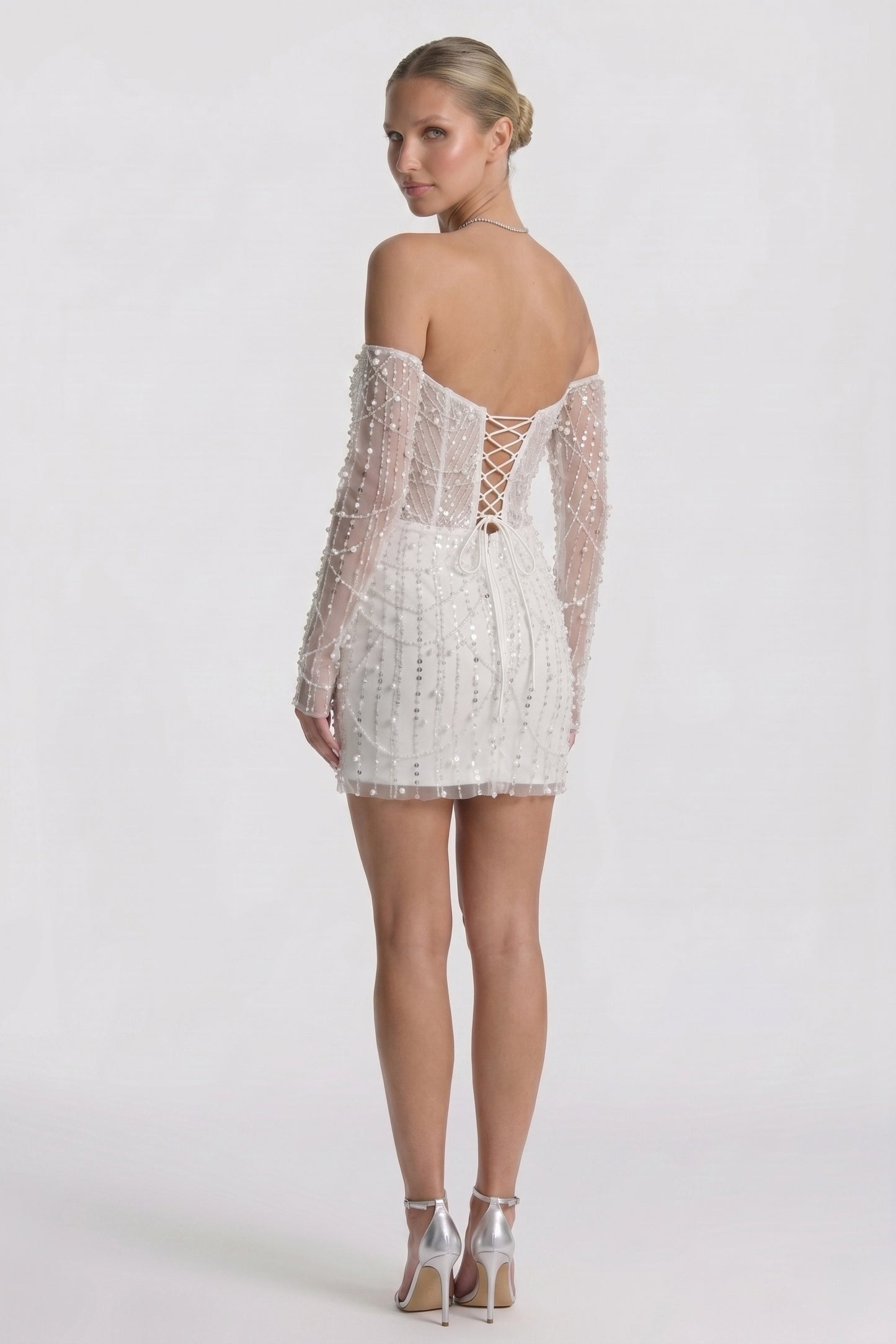 Sheath-Column Mini Lace Wedding Guest Dress CG0322