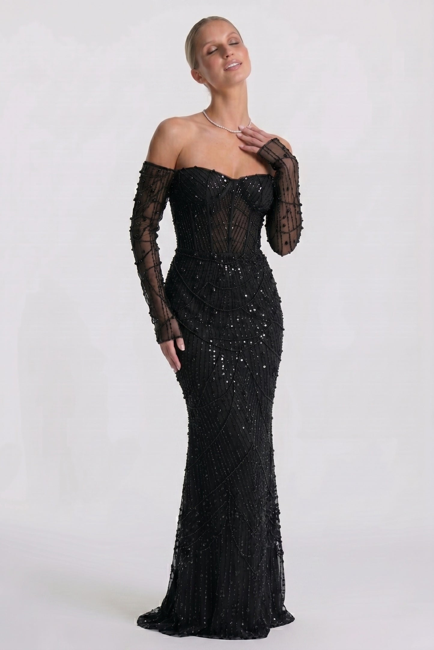 Trumpet-Mermaid Maxi Lace Wedding Guest Dress CG0323