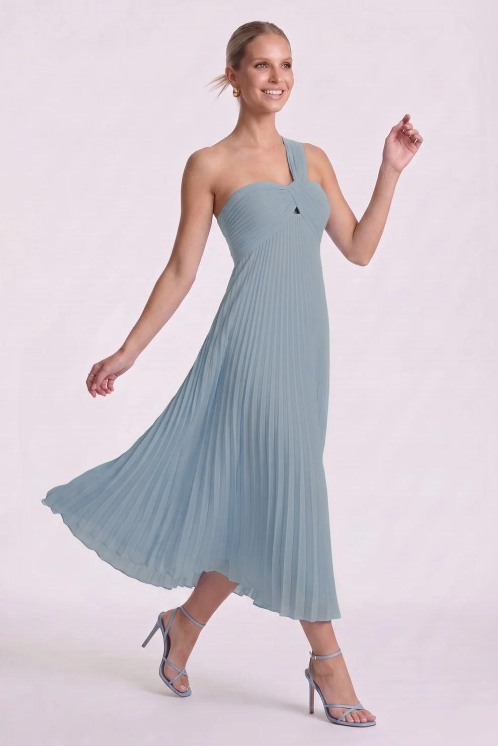 A-Line Ankle Length Chiffon Wedding Guest Dress CG0324 - Dusty Sage - COCOMELODY
