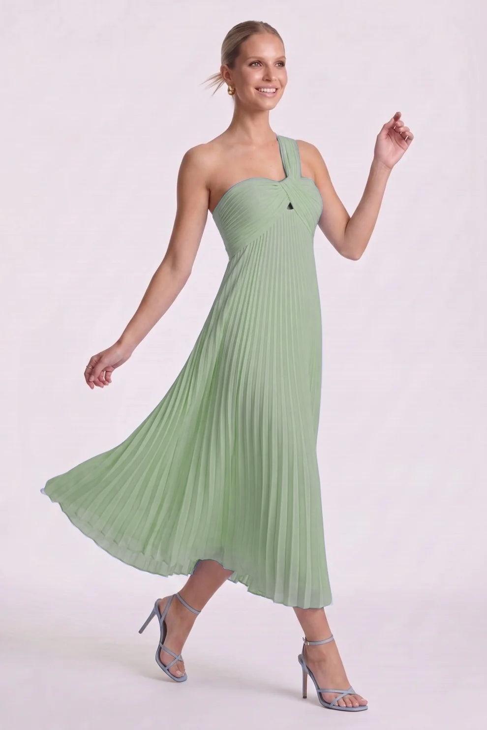 A-Line Ankle Length Chiffon Wedding Guest Dress CG0324 - Dusty Sage - COCOMELODY