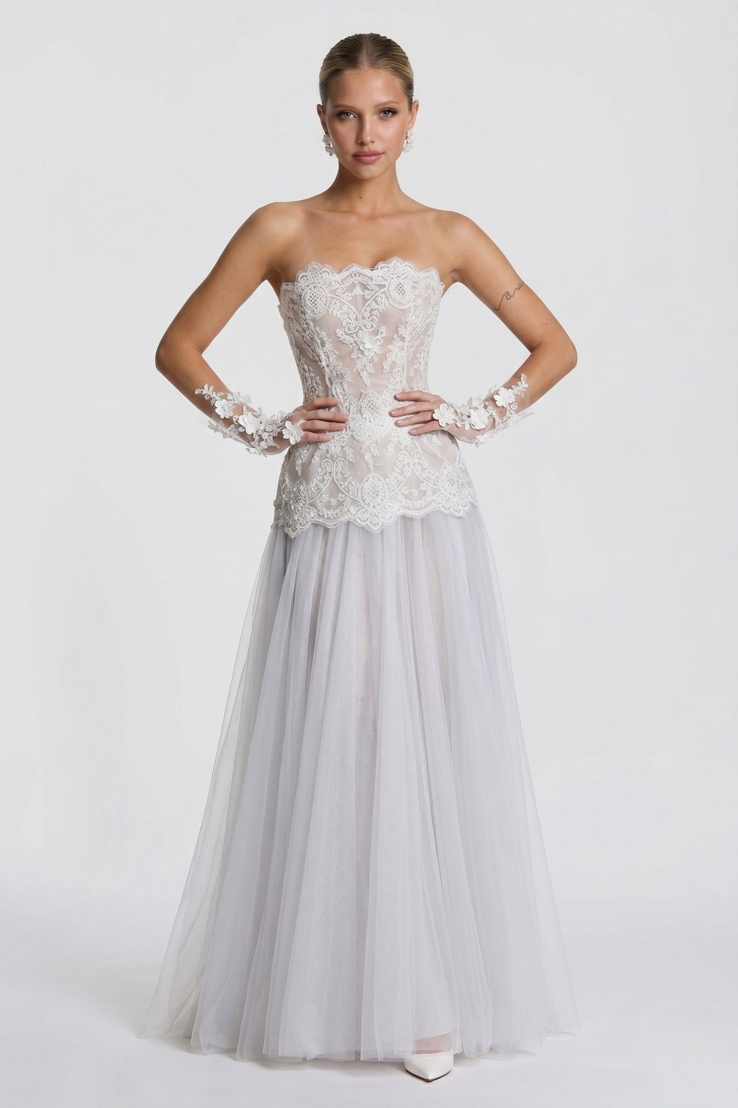 A-Line Maxi Lace Wedding Guest Dress CG0326