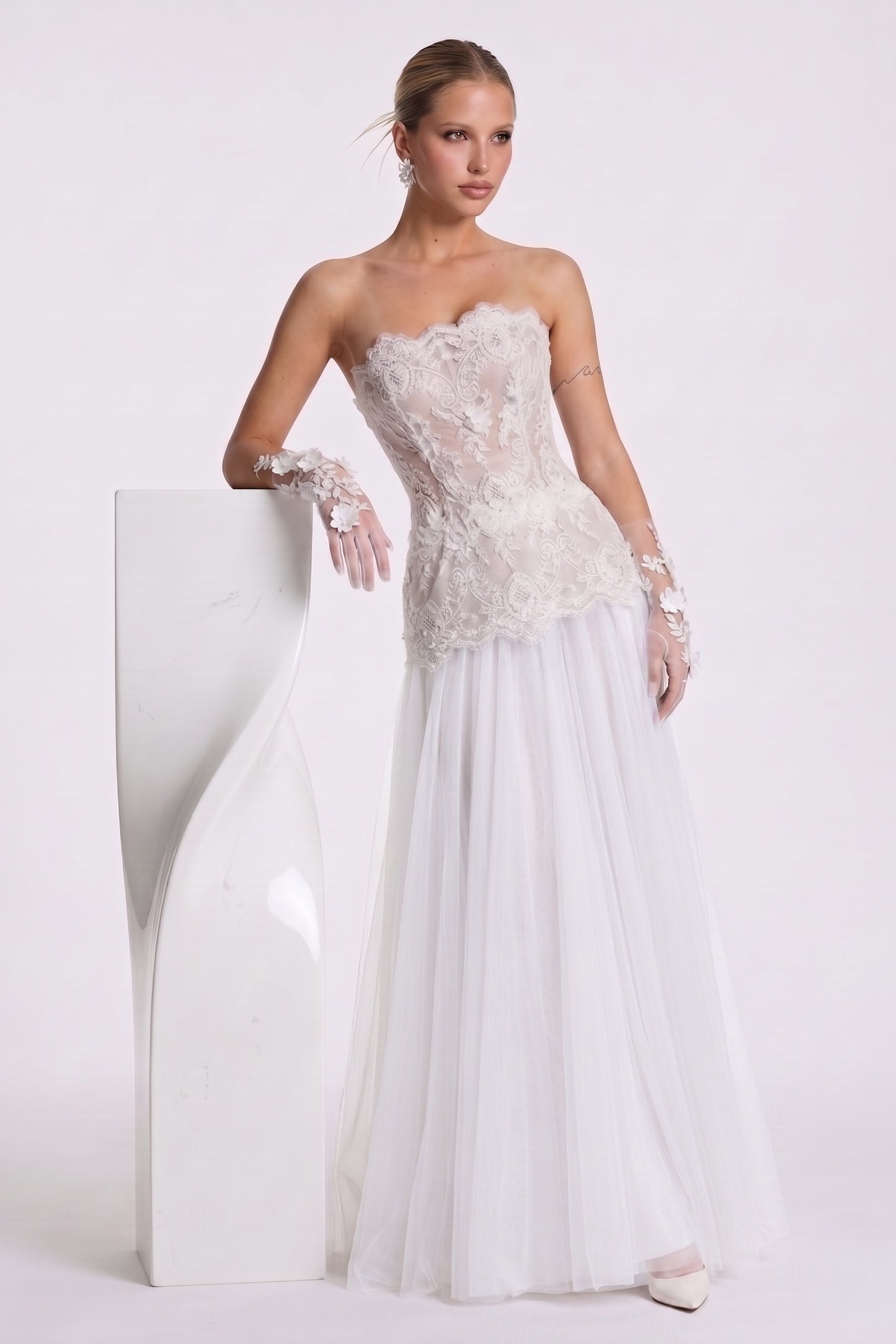 A-Line Maxi Lace Wedding Guest Dress CG0326