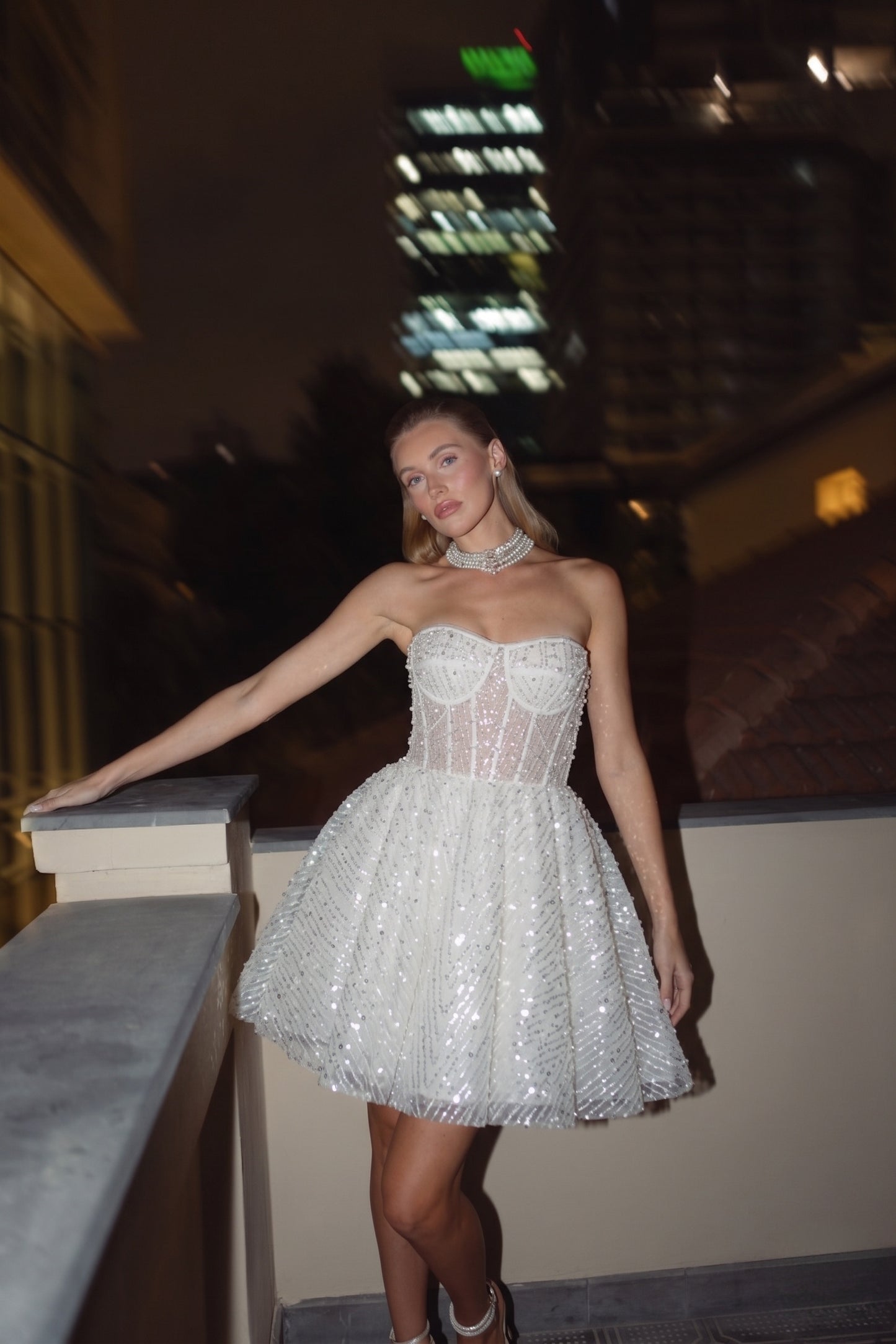A-Line Mini Lace Little White Dresses CG0327CW