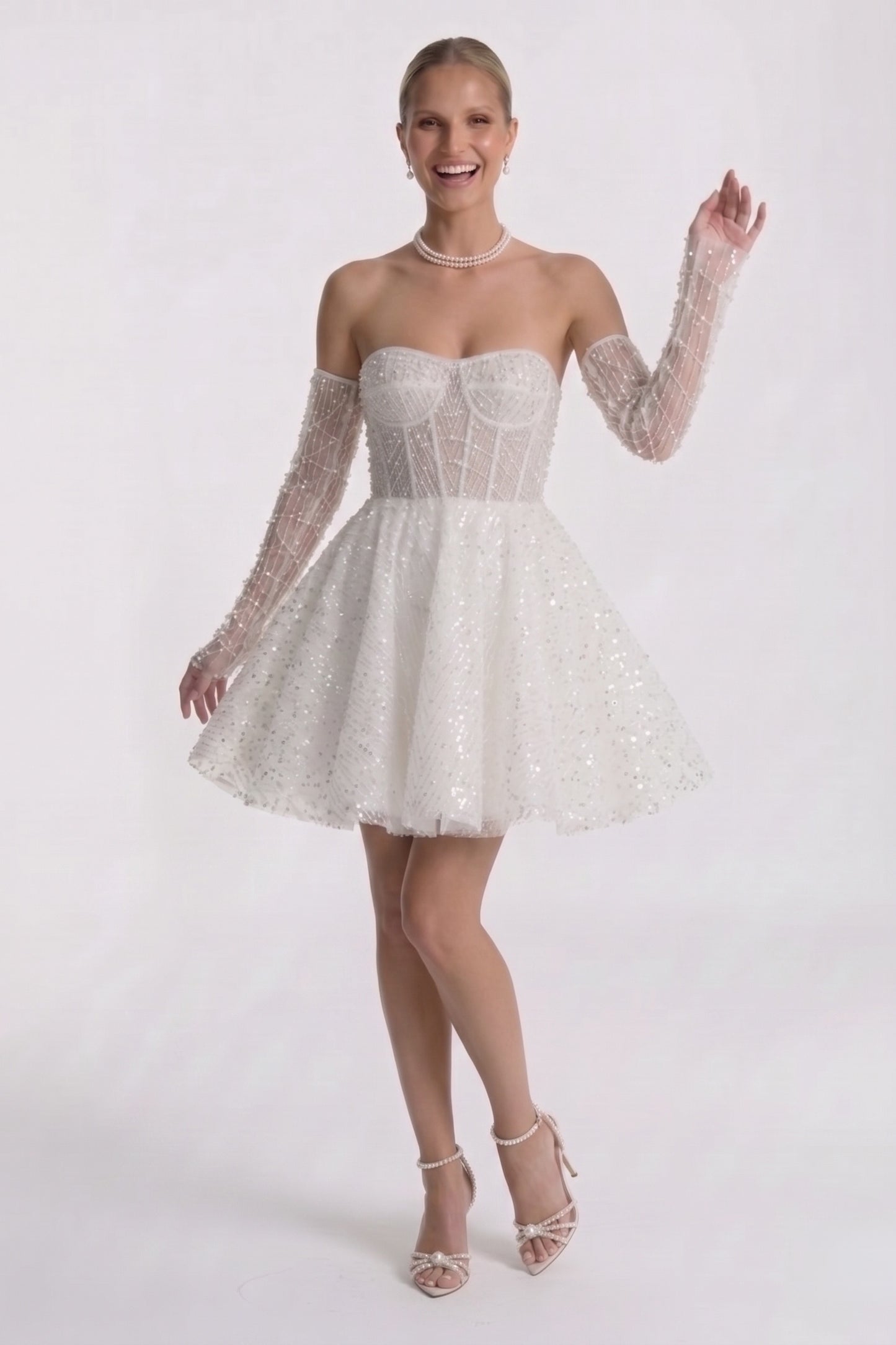A-Line Mini Lace Wedding Guest Dress CG0327