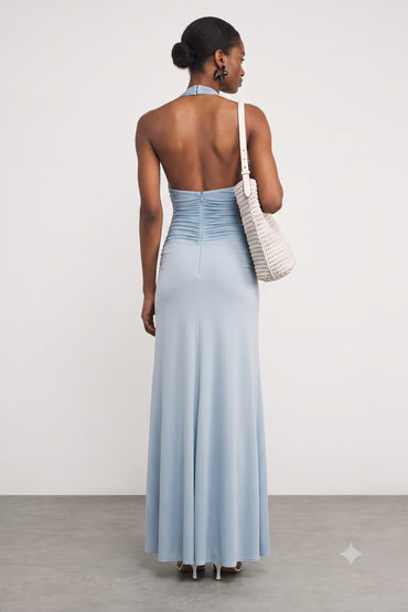 Sheath-Column Maxi Elastic Cloth Stretch Mesh Wedding Guest Dress CG0331