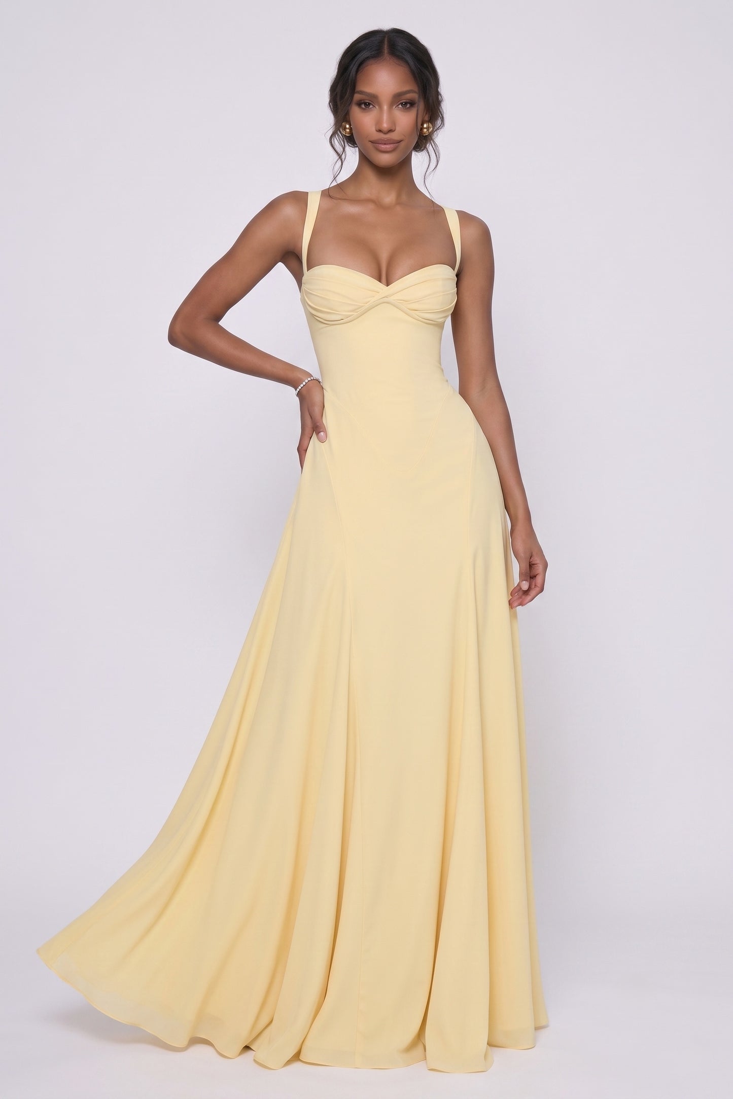A-Line Maxi Stretch Chiffon Wedding Guest Dress CG0336