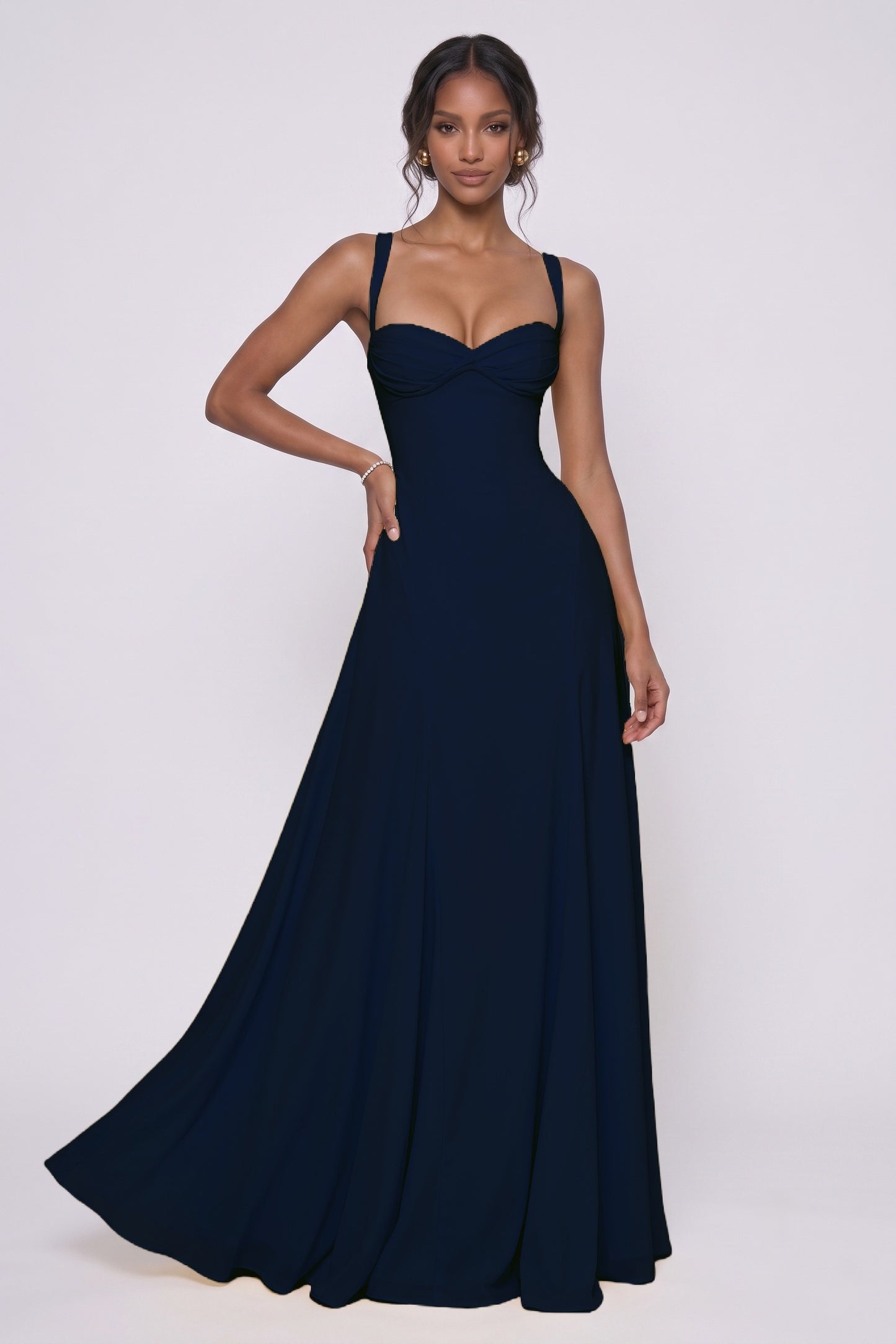A-Line Maxi Stretch Chiffon Wedding Guest Dress CG0336