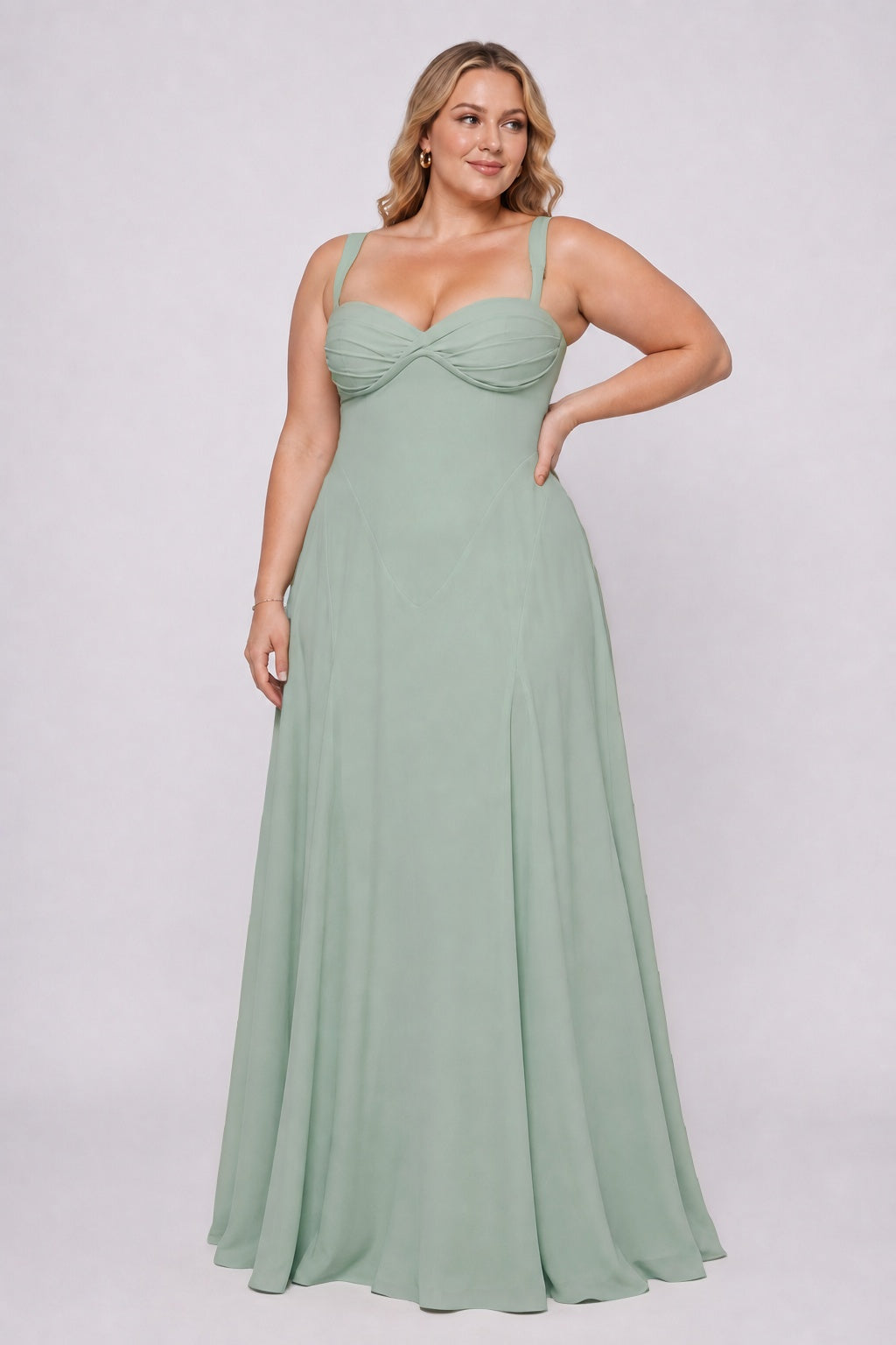 A-Line Maxi Stretch Chiffon Wedding Guest Dress CG0336 - Butter Yellow - COCOMELODY