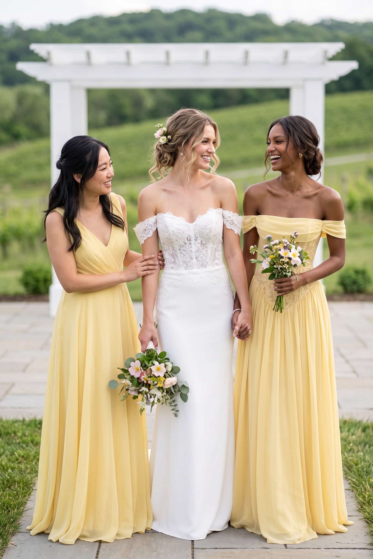 A-Line Floor-length Chiffon Lace Wedding Guest Dress CG0338 - Butter Yellow - COCOMELODY