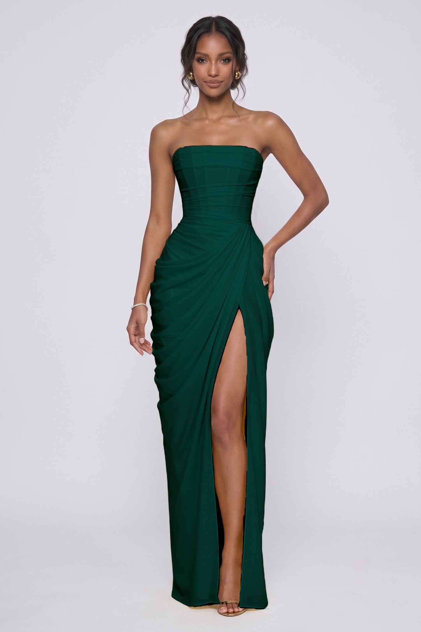 Sheath-Column Maxi Stretch Chiffon Wedding Guest Dress CG0339