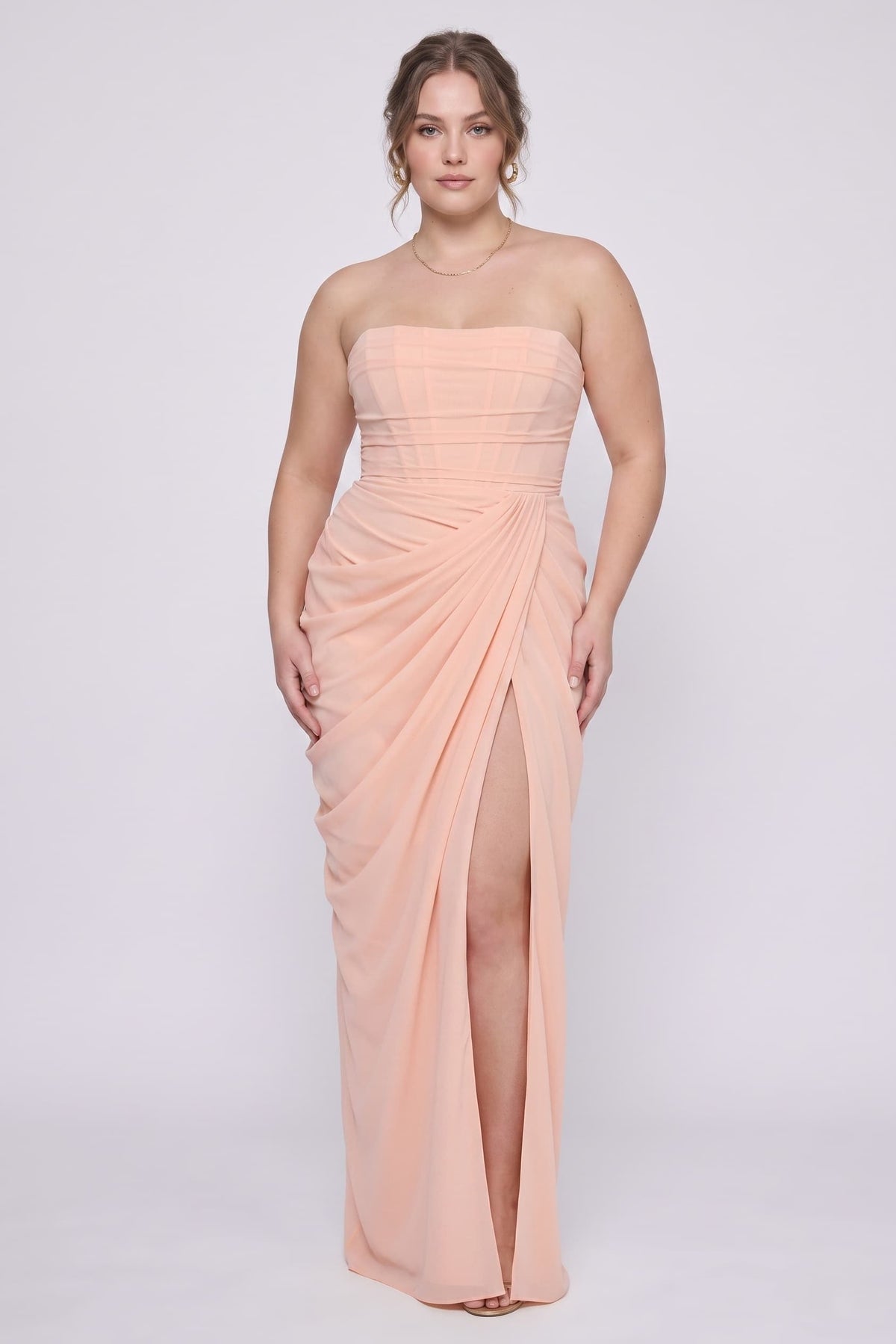 Sheath-Column Maxi Stretch Chiffon Wedding Guest Dress CG0339 - Butter Yellow - COCOMELODY