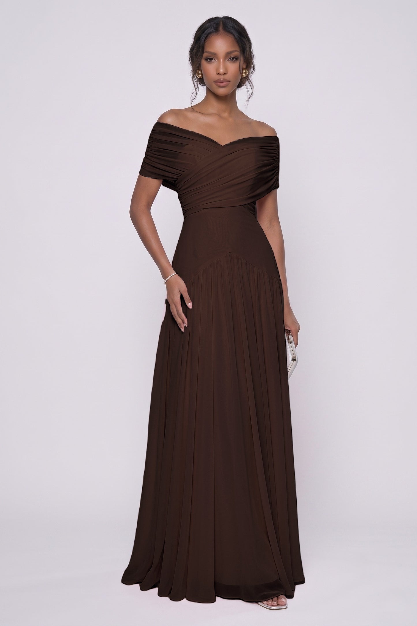 A-Line Maxi Chiffon Wedding Guest Dress CG0341